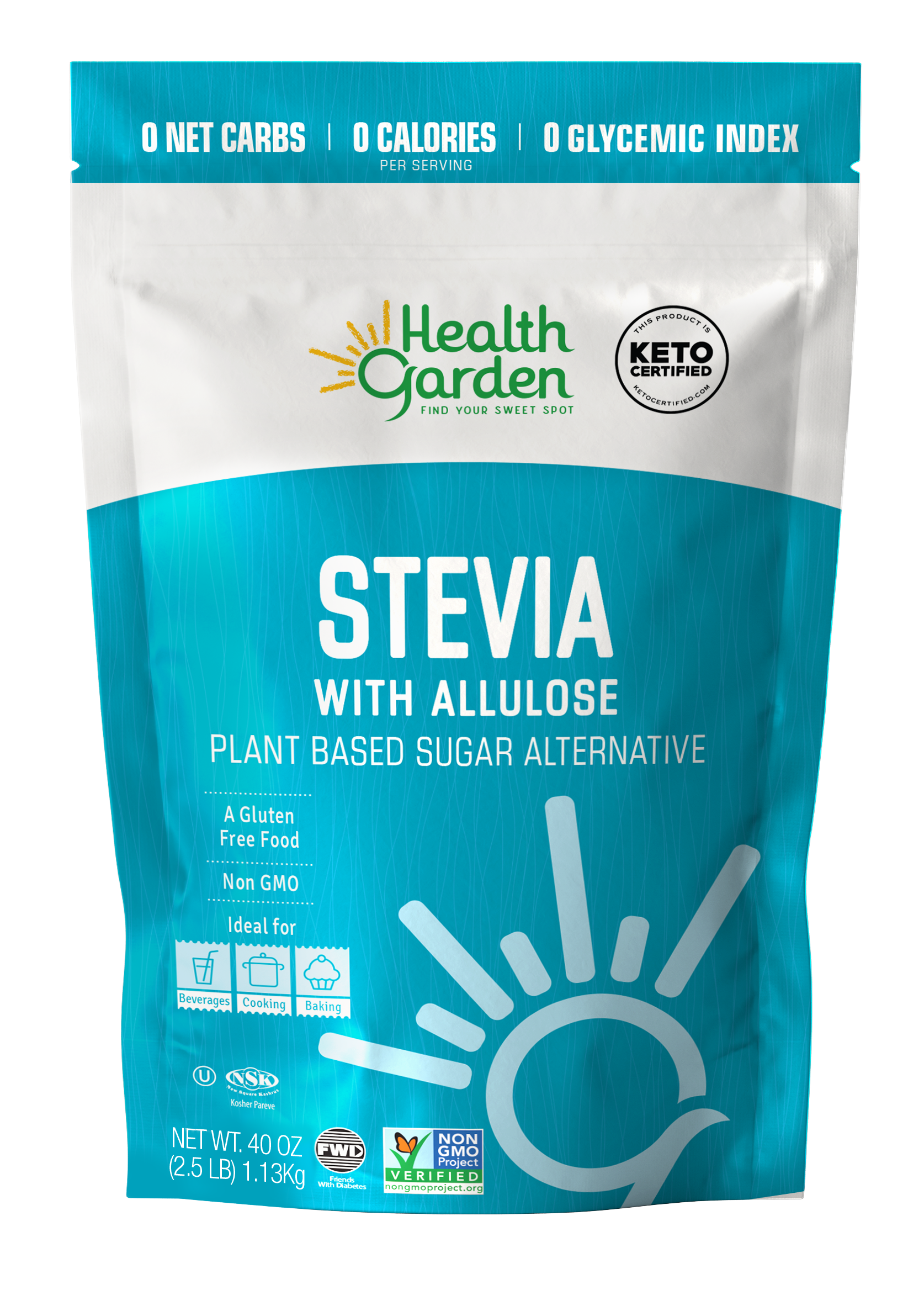 Health Garden Allulose Stevia 2.5lb 12 units per case 2.5 lbs