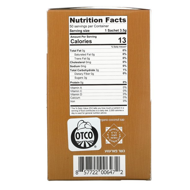 Health Garden Coconut Sugar Packets 12 units per case 6.2 oz