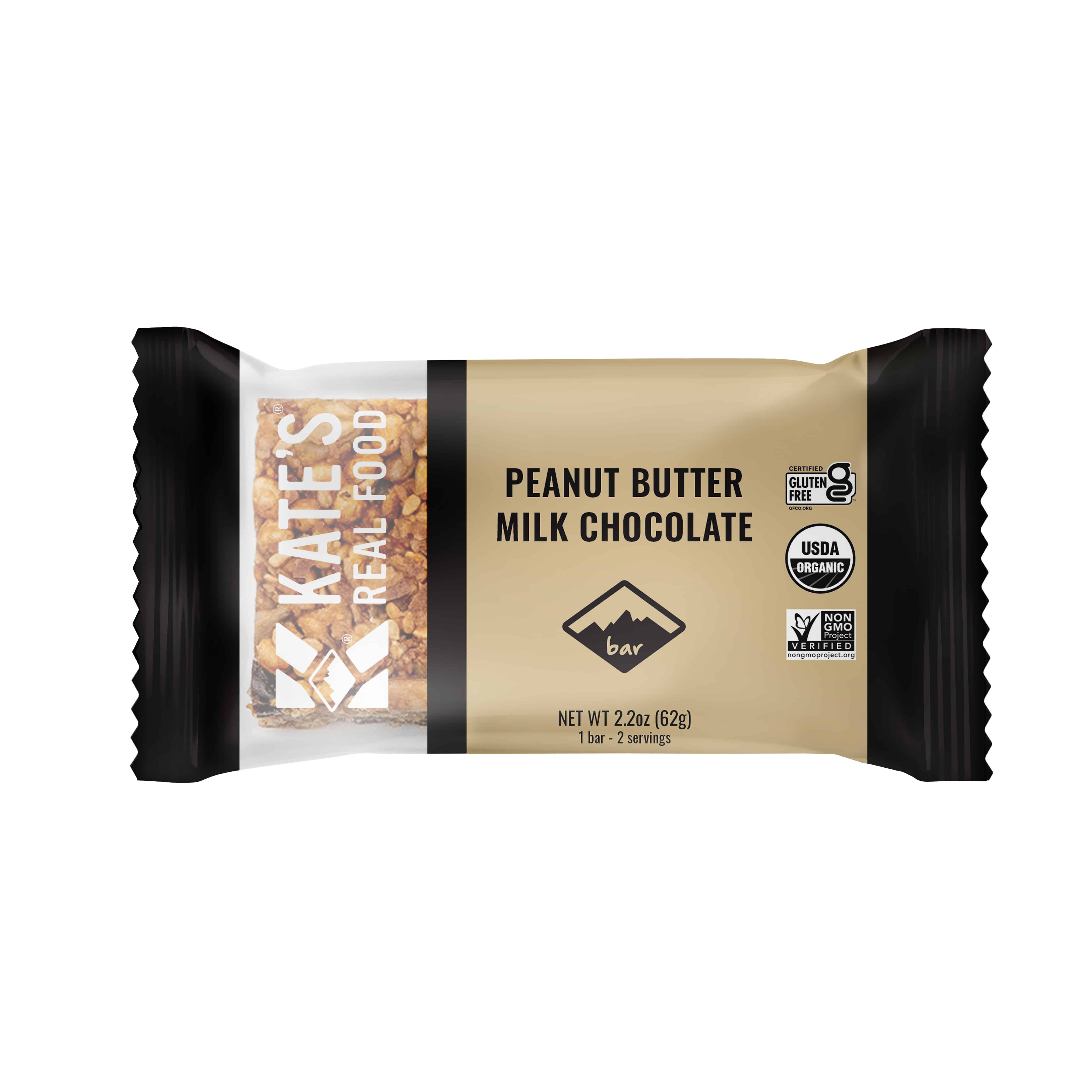 Kate's Real Food Organic Energy Bar - Peanut Butter Milk Chocolate 12 innerpacks per case 2.2 oz