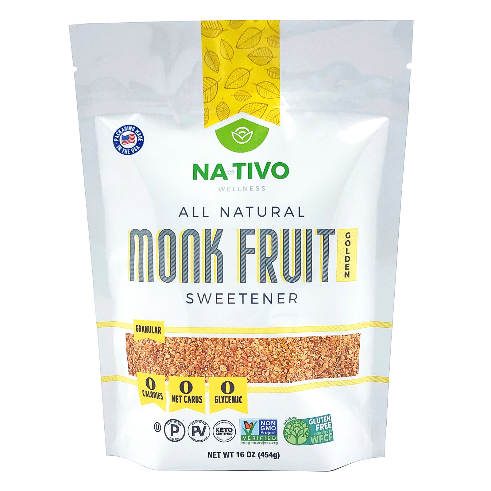 NaTivo All Natural Monk Fruit Golden Sweetener 12 units per case 1.0 lb