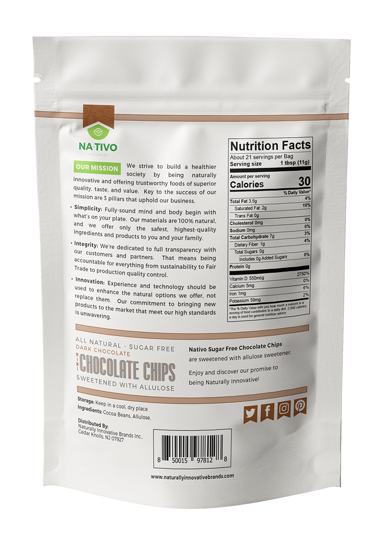 NaTivo All Natural - Sugar Free Allulose Chocolate Chips 12 units per case 8.0 oz
