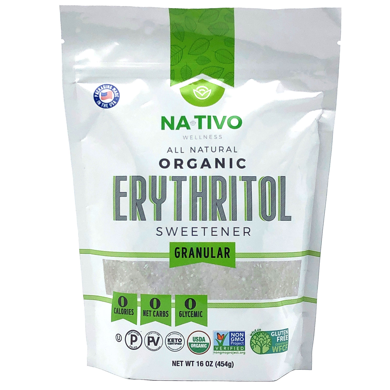 NaTivo All Natural Organic Erythritol Sweetener Granular 12 units per case 1.0 lb