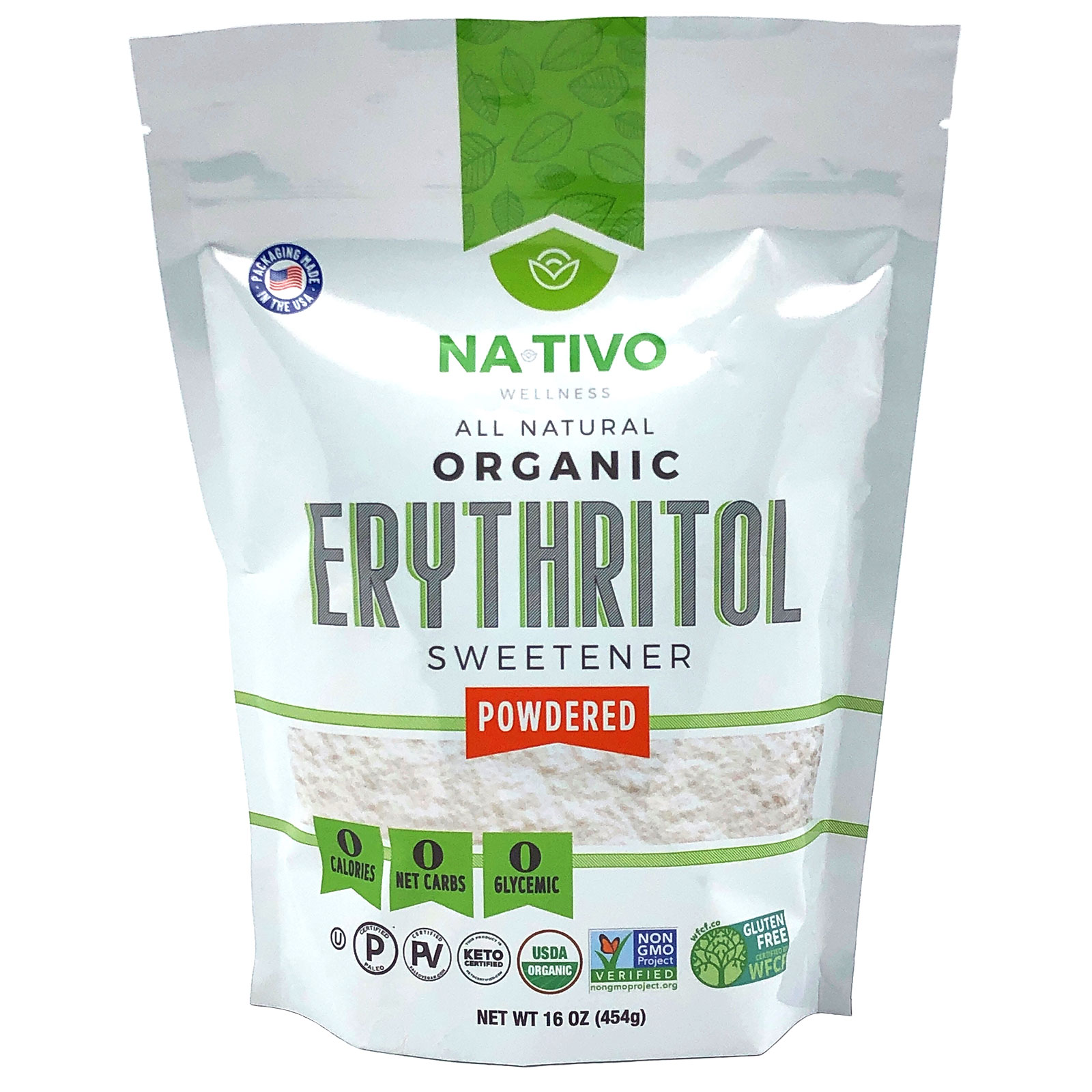 NaTivo Organic Erythritol Sweetener Powdered 12 units per case 1.0 lb