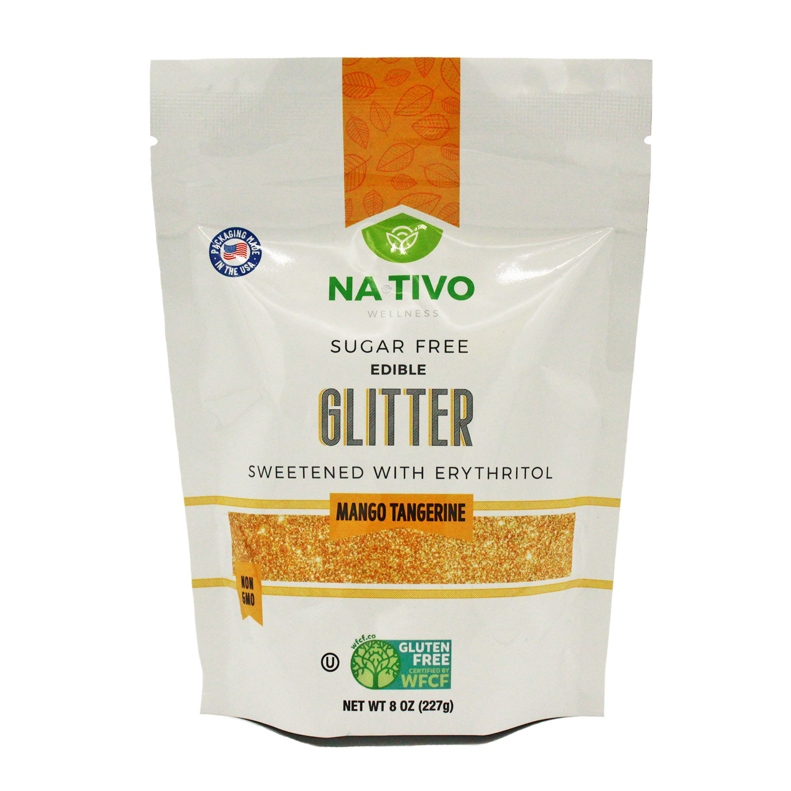 NaTivo Sugar Free Edible Glitter Mango Tangerine 12 units per case 8.0 oz