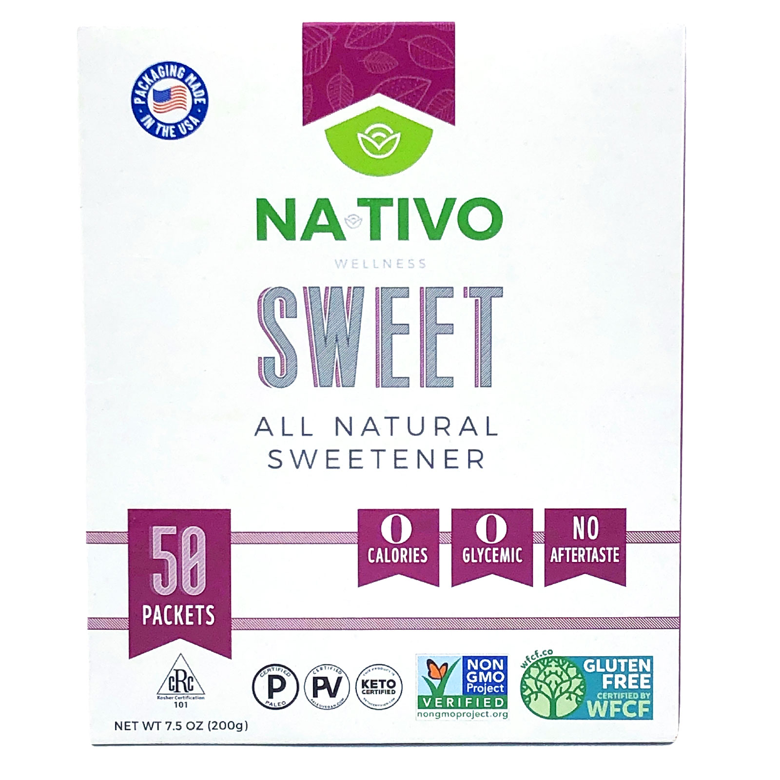NaTivo Sweet All Natural Sweetener 50 ct 12 units per case 7.5 oz