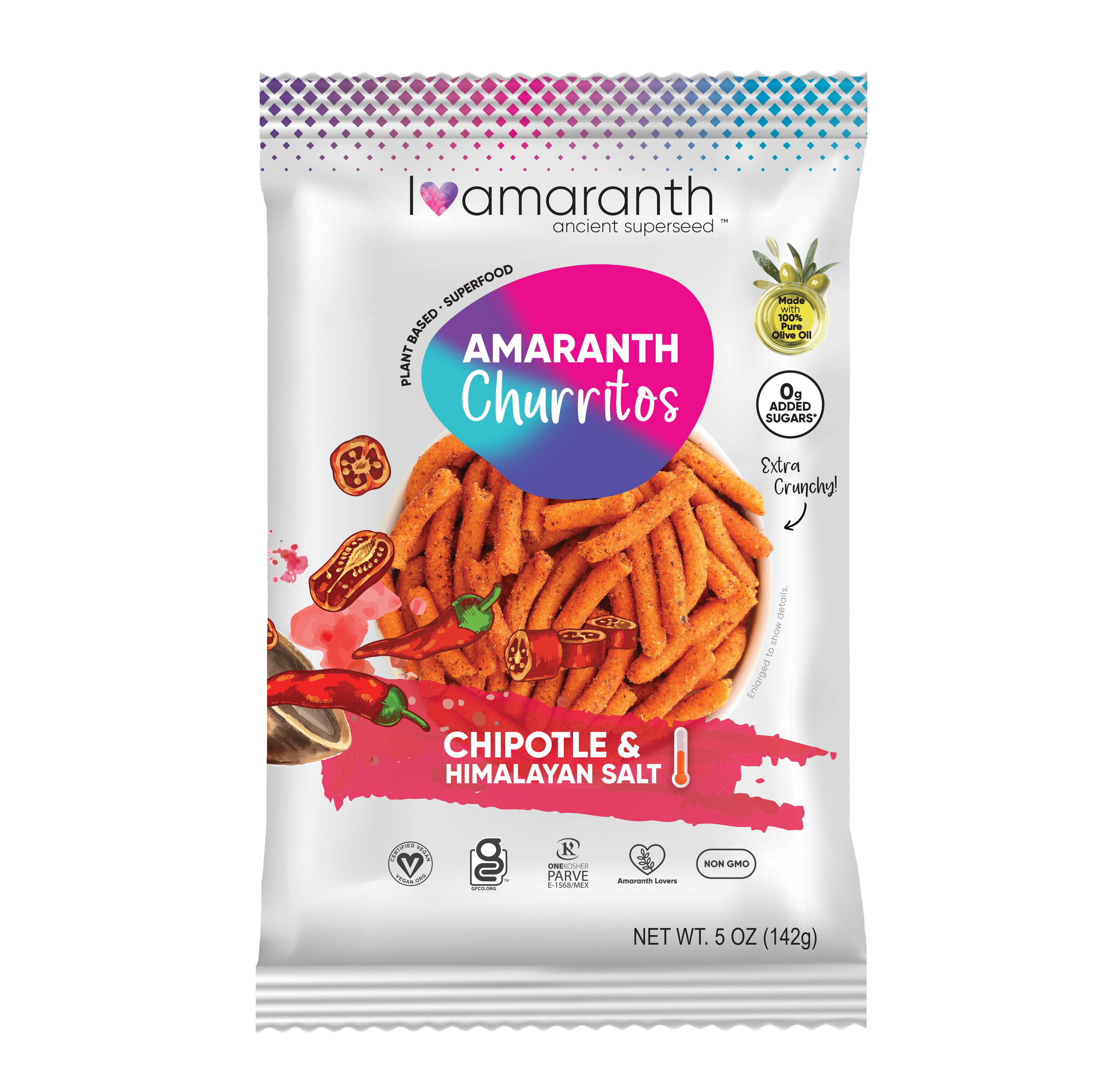Amaranth Churritos- Chipotle + Himalayan Salt 10 units per case 142 g
