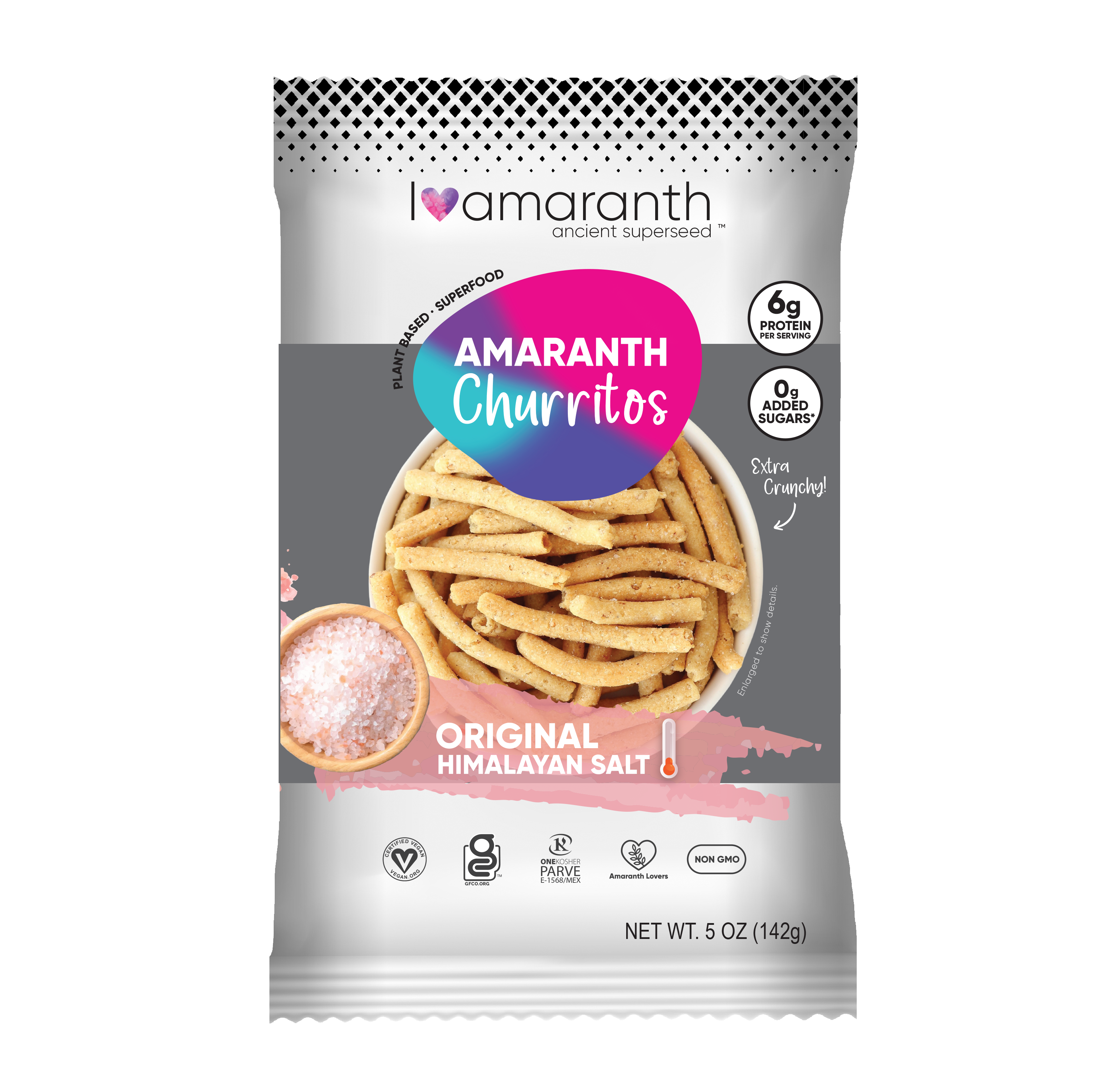 Amaranth Protein Churritos: Himalayan Salt 10 units per case 5.0 oz