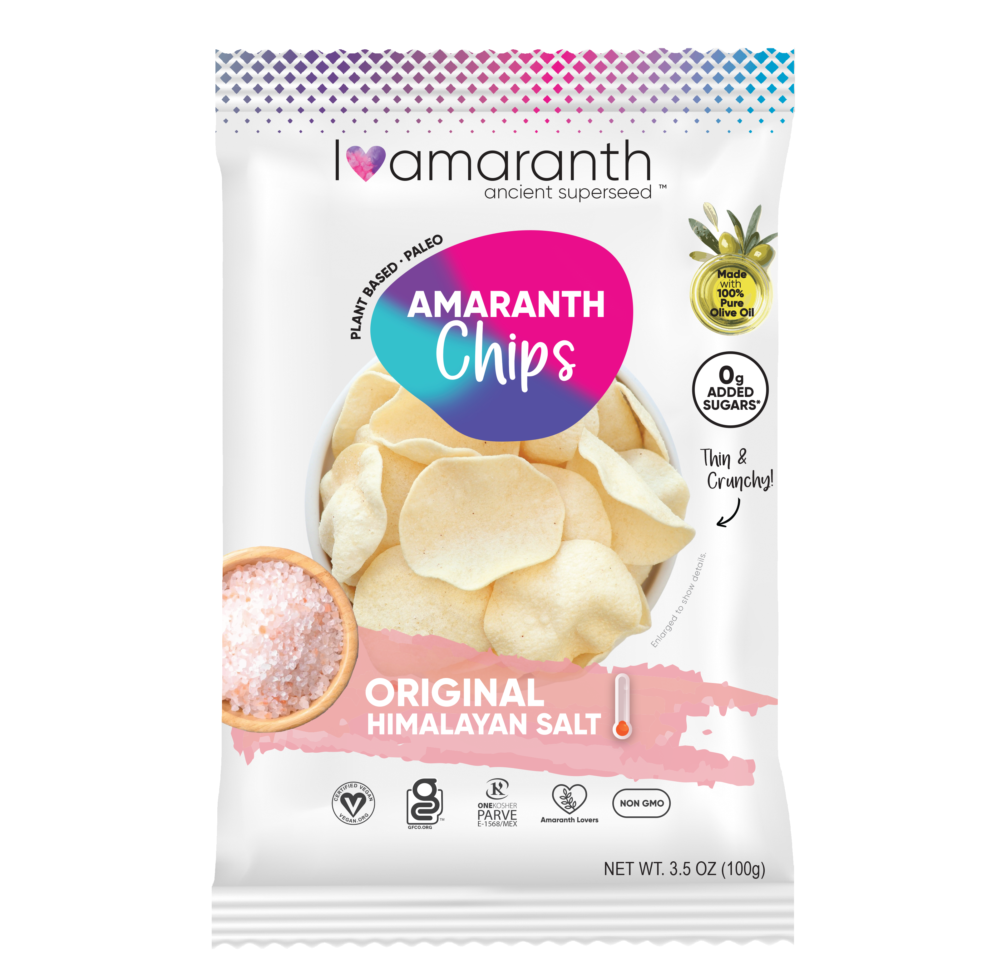 Amaranth Chips- Himalayan Salt 12 units per case 3.5 oz