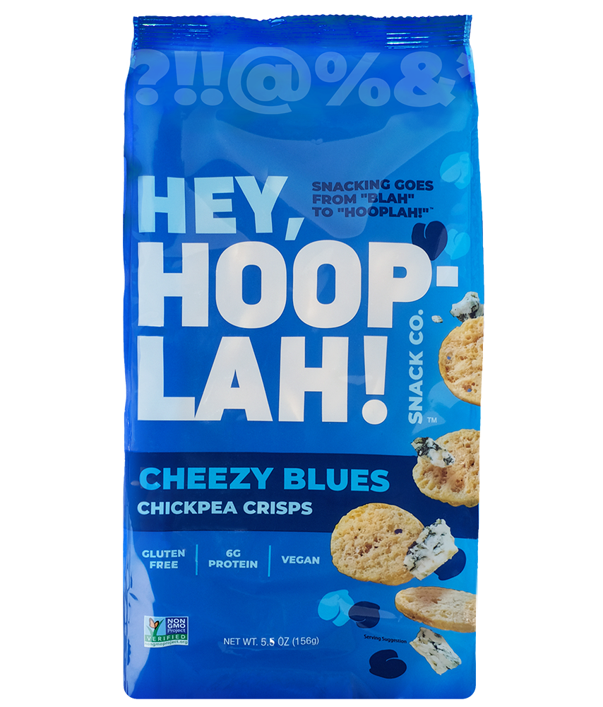 Hey, HOOPLAH! Cheezy Blues Chickpea Crisps 12 units per case 5.5 oz