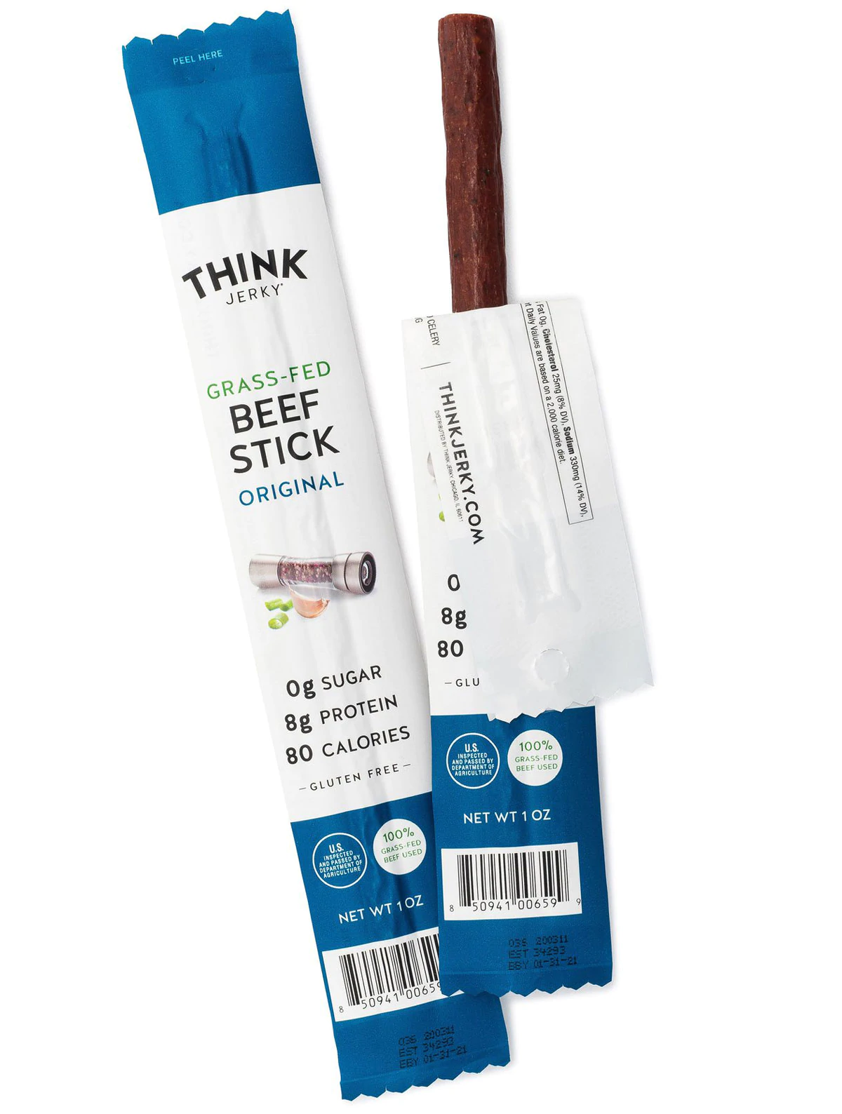 Think Jerky Original 100% Grass-Fed Beef Stick 6 innerpacks per case 1.0 oz