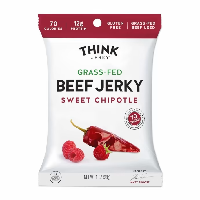 Think Jerky Sweet Chipotle 100% Grass-Fed Beef Jerky 4 innerpacks per case 1.0 oz