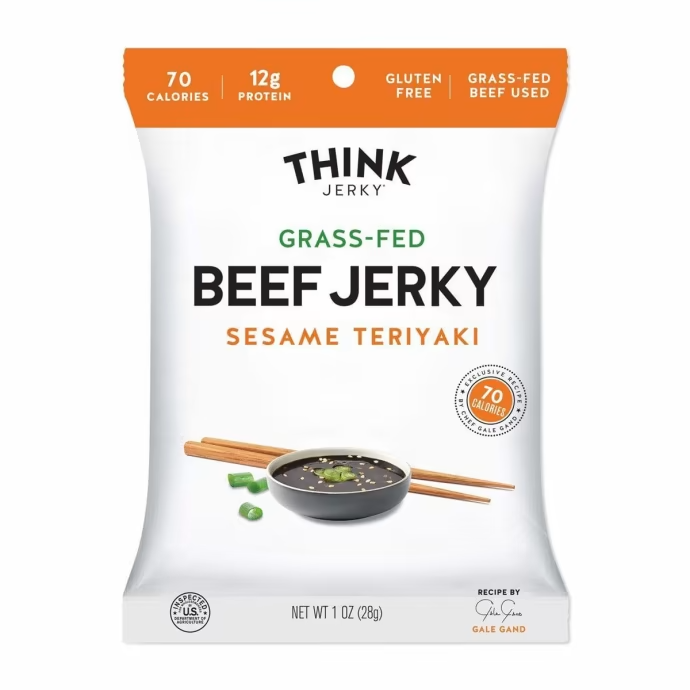 Think Jerky Sesame Teriyaki 100% Grass-Fed Beef Jerky 4 innerpacks per case 1.0 oz