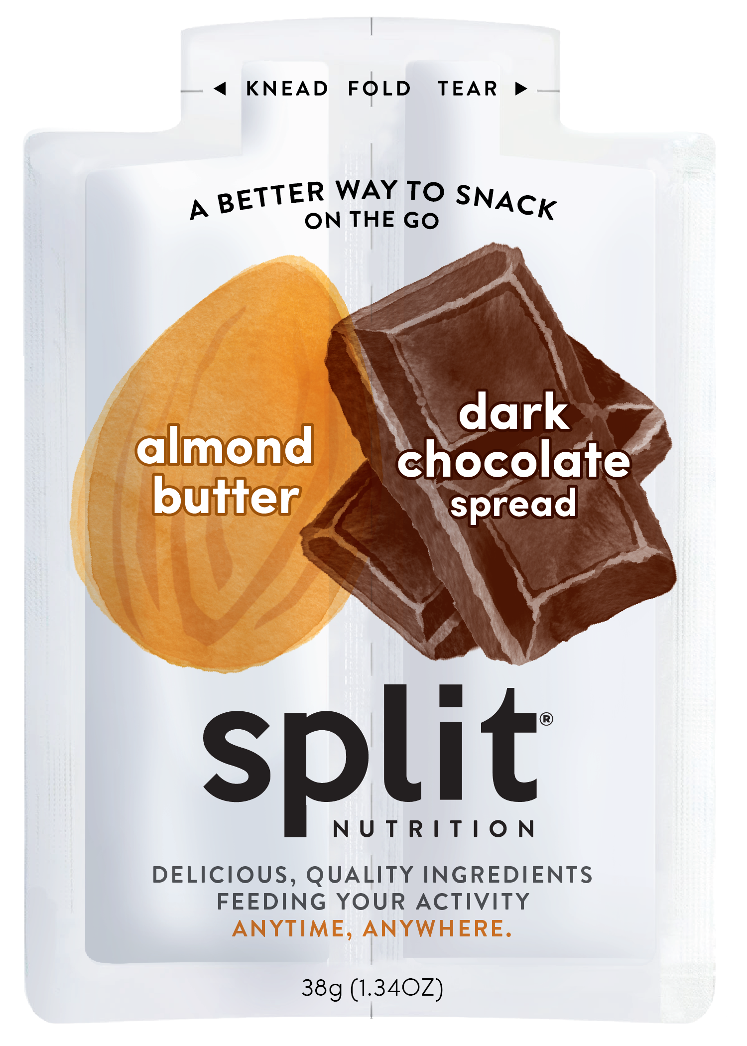 Split Nutrition Almond Butter and Chocolate Spread (10ct box) 6 innerpacks per case 1.4 oz