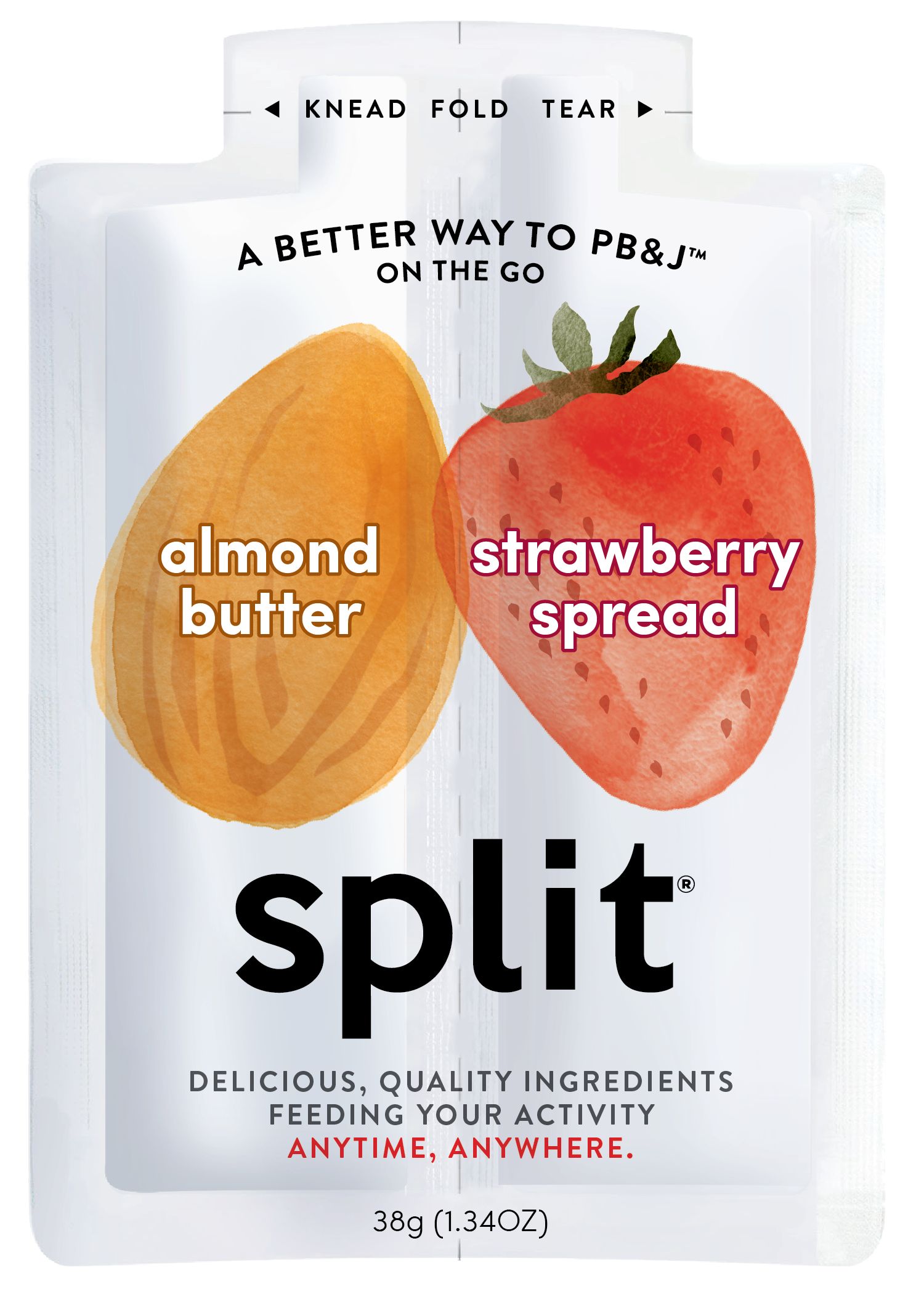 Split Nutrition Almond Butter and Strawberry Fruit Spread (10ct box) 6 innerpacks per case 1.4 oz