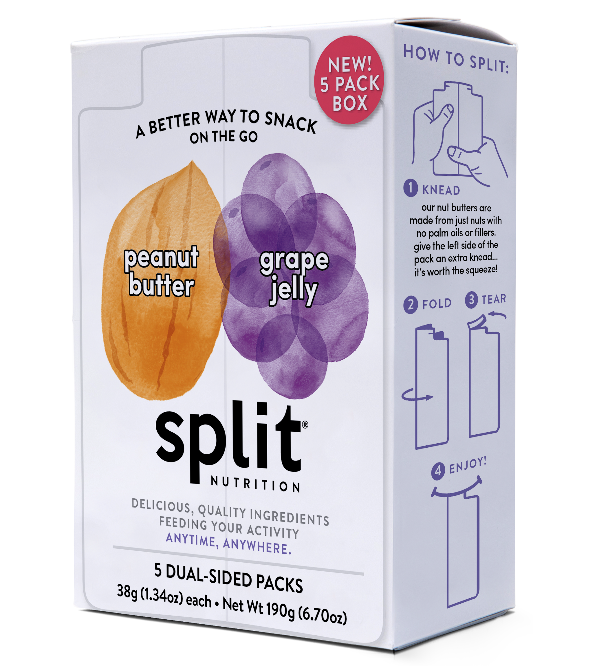 Split Nutrition Peanut Butter and  Grape Jelly (5ct box) 8 innerpacks per case 6.7 oz
