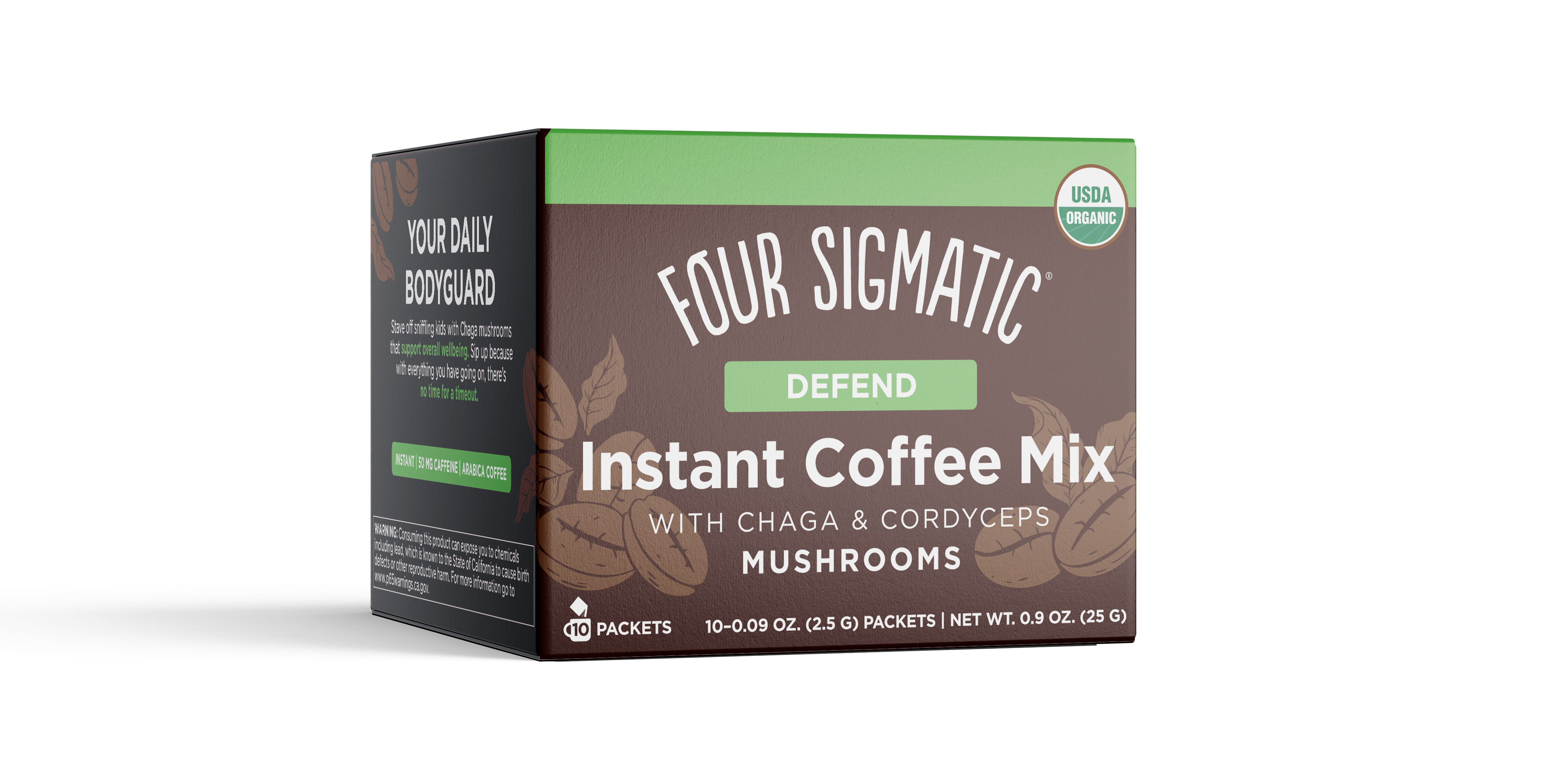 Four Sigmatic Defend Mushroom Coffee Mix with Chaga 10ct Box 144 units per case 0.1 oz