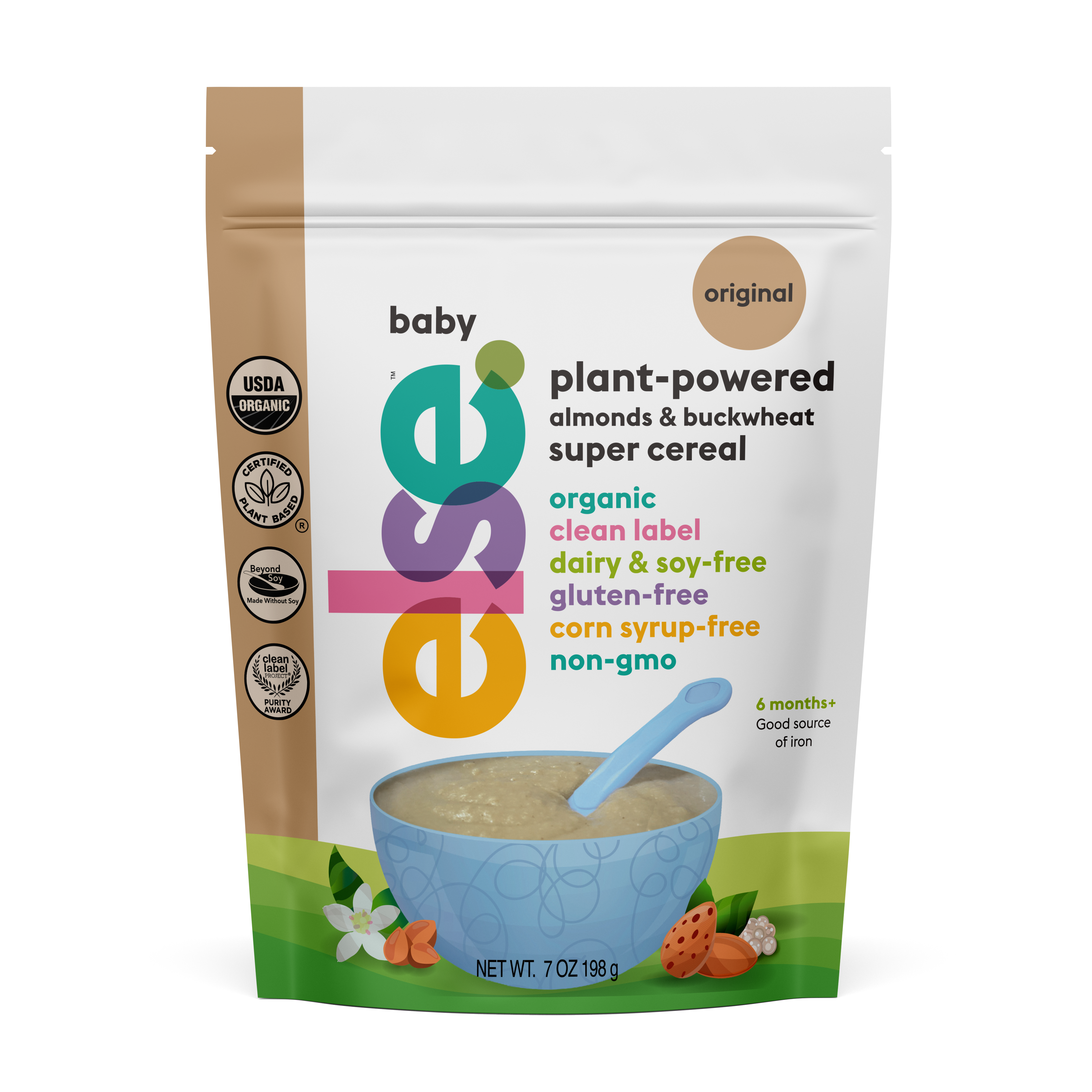 Else Baby Plant-Powered Almonds & Buckwheat Super Cereal, Original 12 units per case 7.0 oz