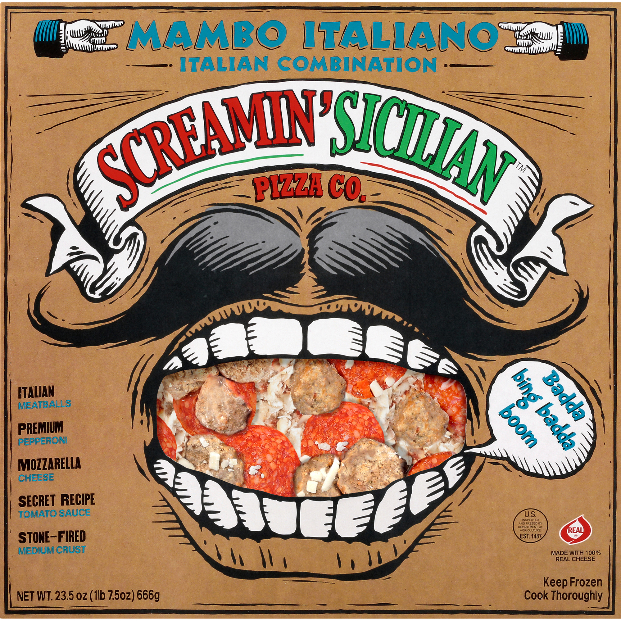 Screamin' Sicilian Mambo Italiano (Meatballs and Pepperoni) Pizza 12 units per case 23.5 oz