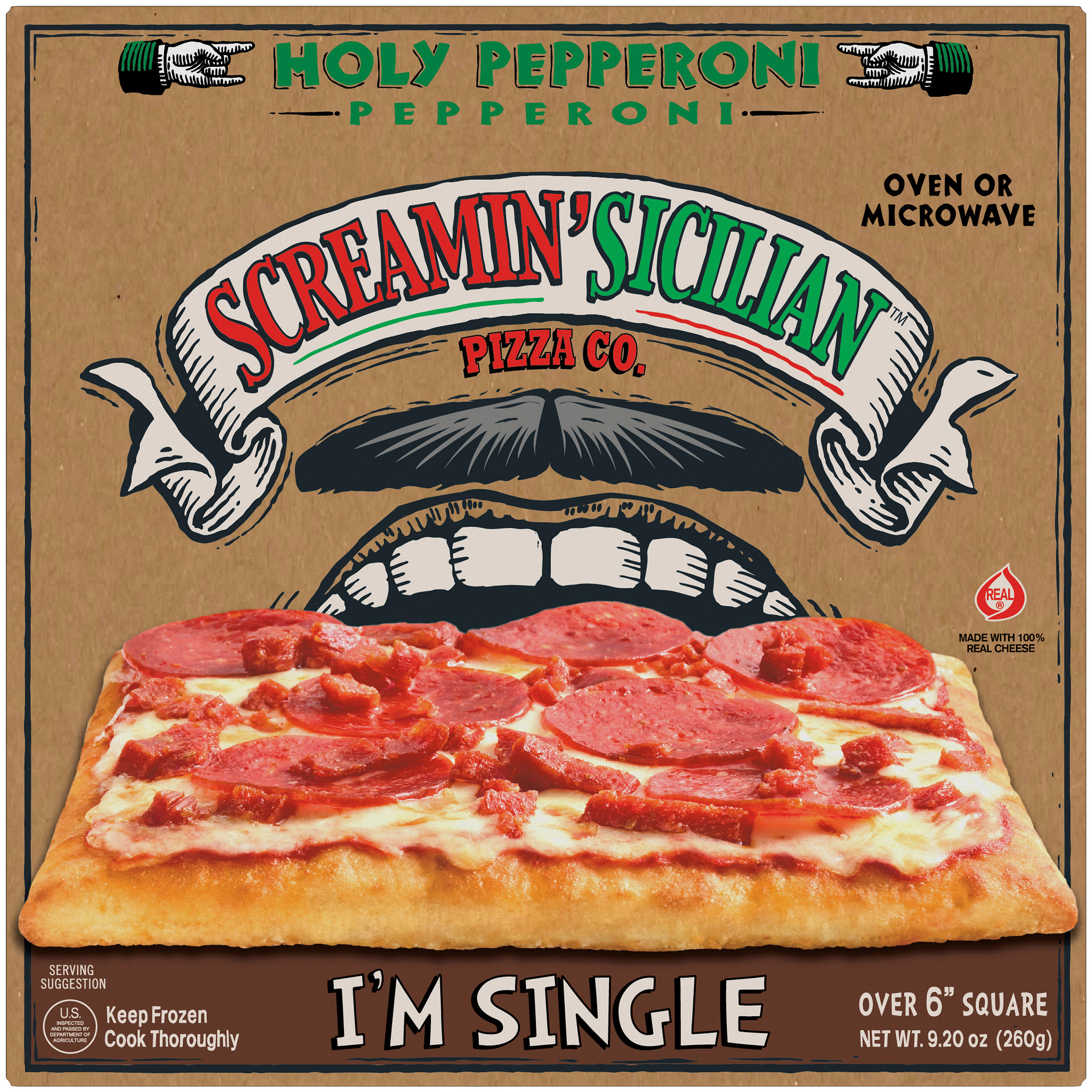 Screamin' Sicilian Holy Pepperoni Single Serve Pizza 12 units per case 9.2 oz