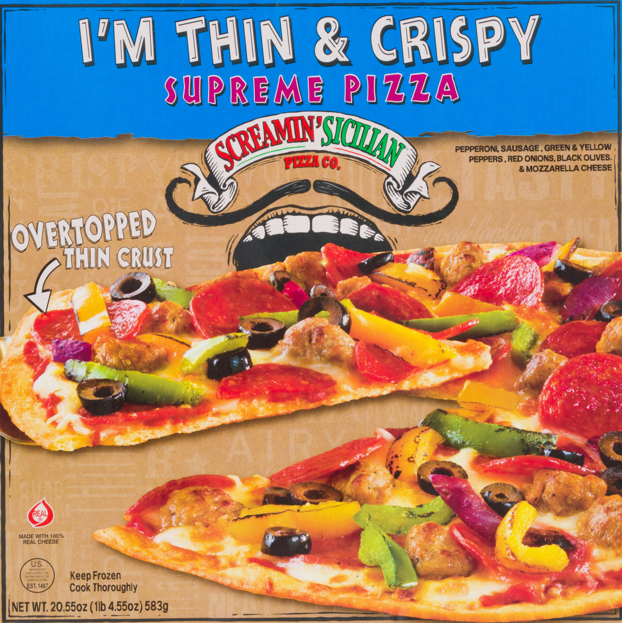 Screamin' Sicilian Thin and Crispy Supreme Pizza 7 units per case 20.6 oz