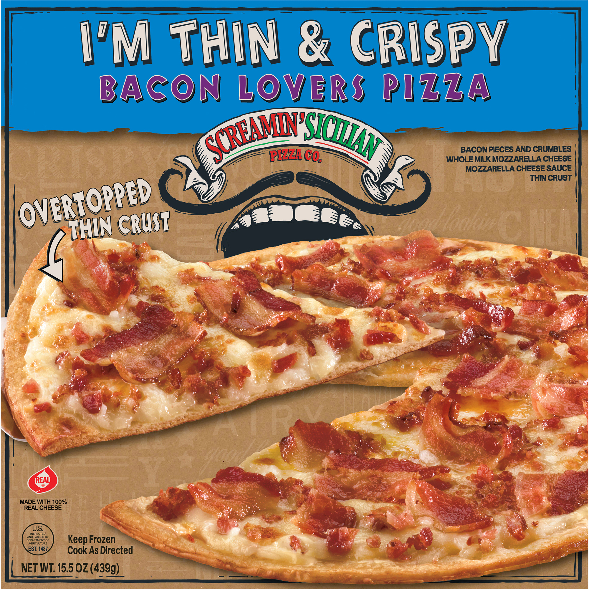 Screamin' Sicilian Thin and Crispy Bacon Lovers Pizza 7 units per case 15.5 oz