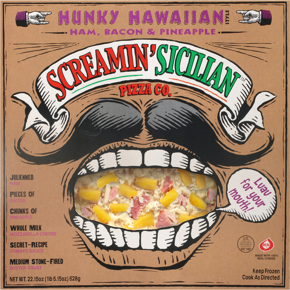 Screamin' Sicilian Hunky Hawaiian (Pineapple, Ham, Bacon, Tomato Sauce) Pizza 12 units per case 22.2 oz