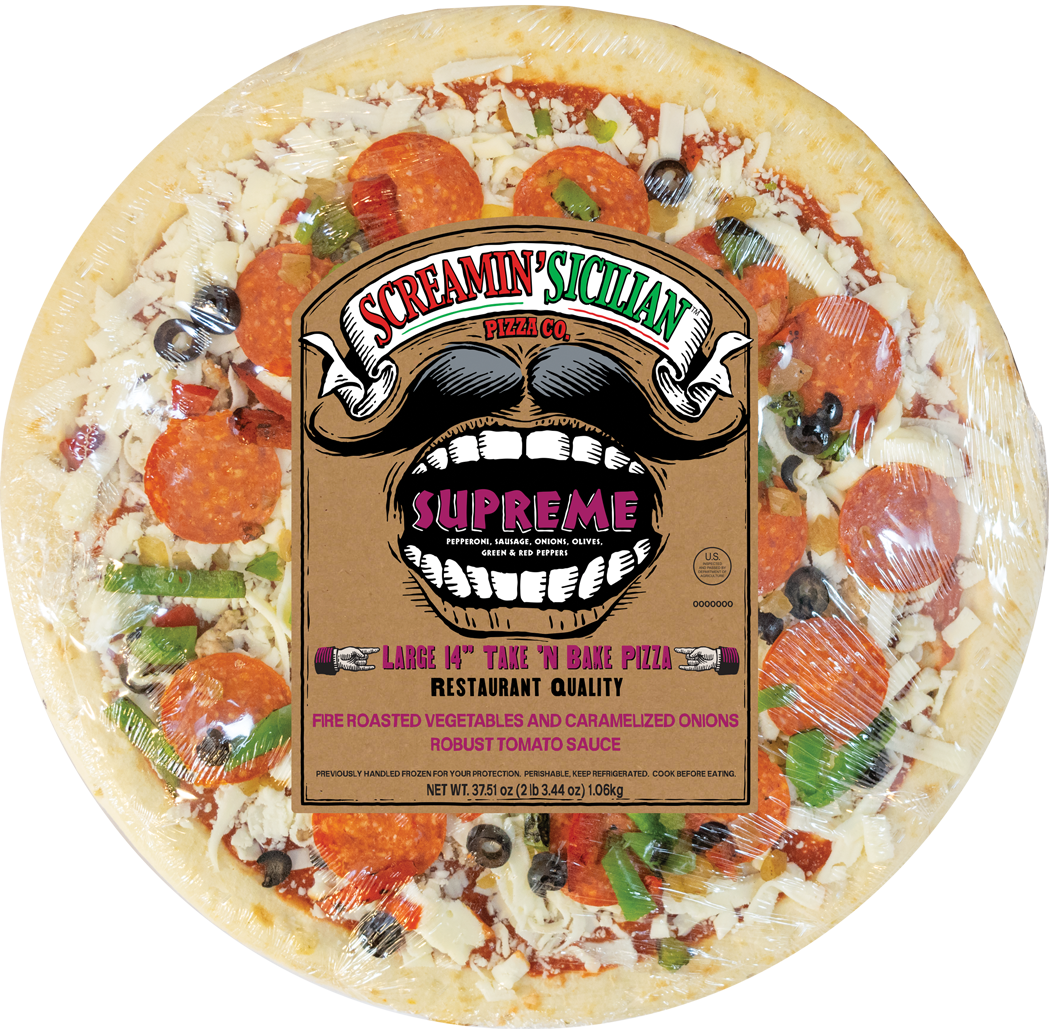 Screamin' Sicilian Supreme Large Take N' Bake Pizza BULK 6 units per case 37.6 oz