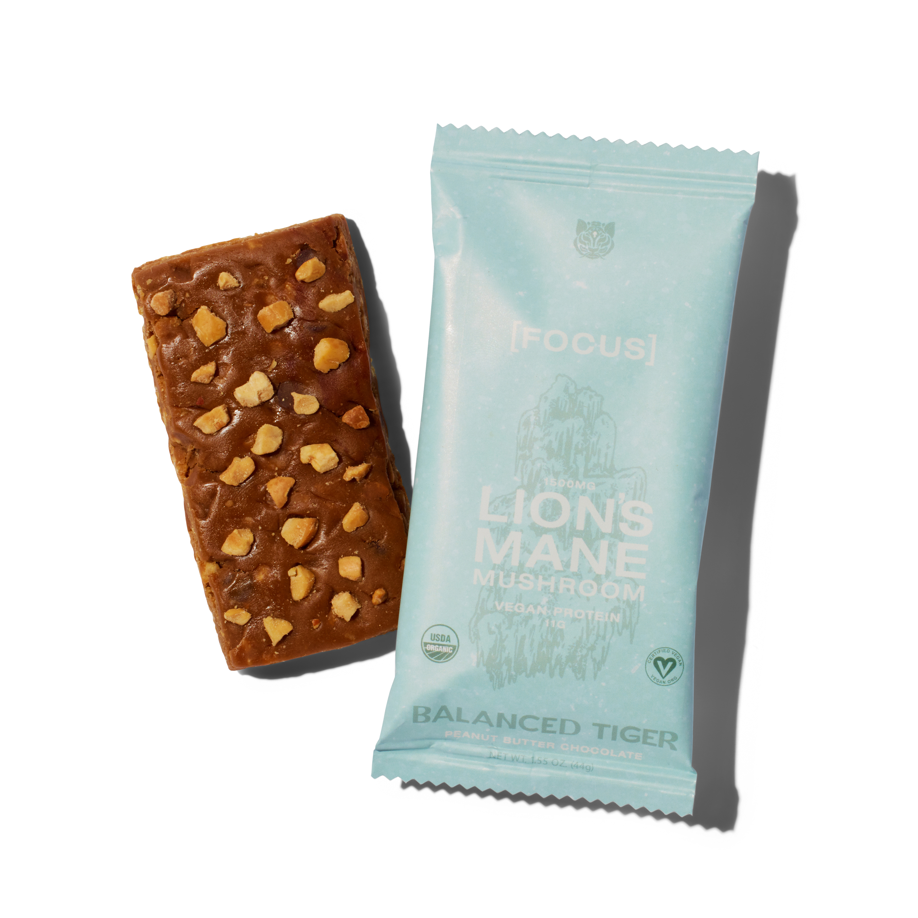 Balanced Tiger [Focus] Lion's Mane Peanut Butter Chocolate Protein Bar 16 innerpacks per case 1.6 oz