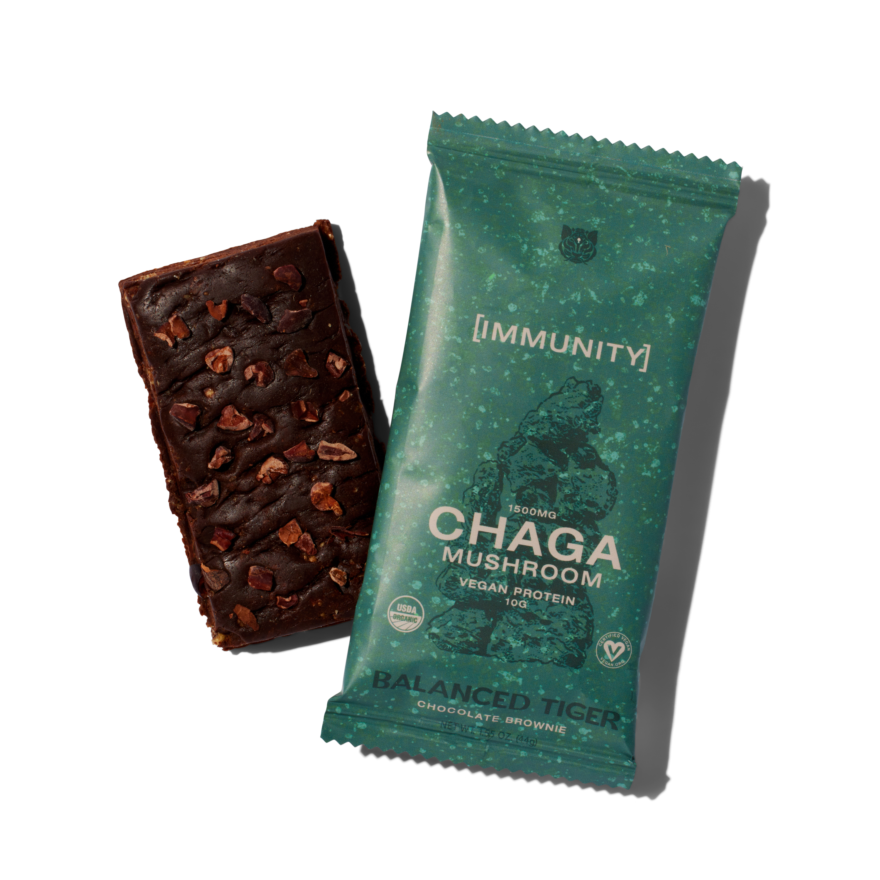 Balanced Tiger [Immunity] Chaga Chocolate Brownie Protein Bar 16 innerpacks per case 1.6 oz