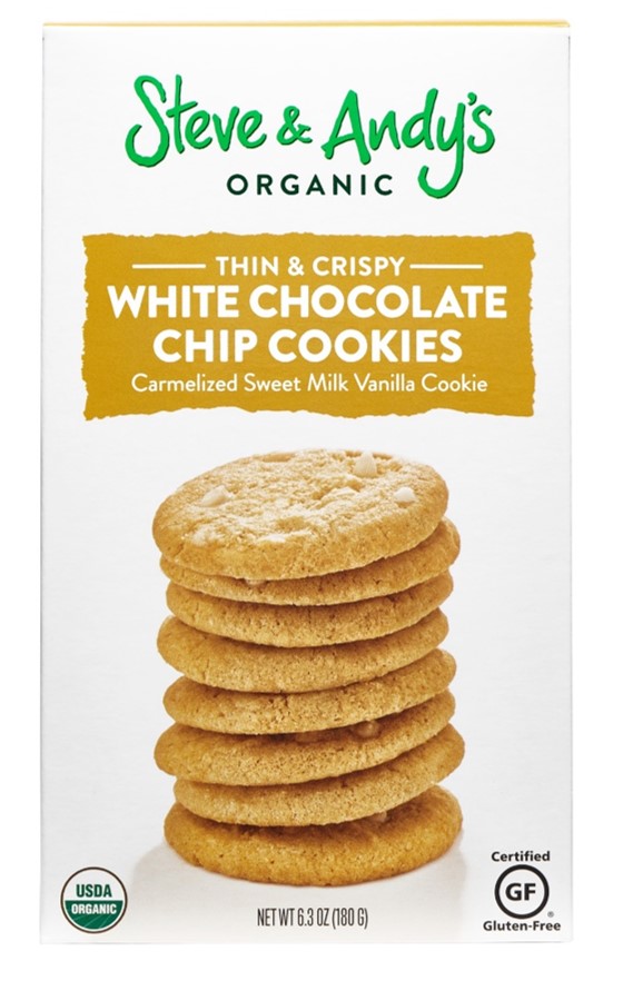 Steve & Andy's Organic and Gluten Free Vanilla White Chocolate Cookies 6 units per case 6.3 oz