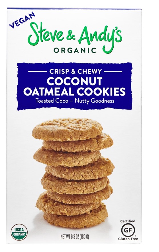 Steve & Andy's Organic and Gluten Free Vegan Coconut Oatmeal  Cookies 6 units per case 6.3 oz