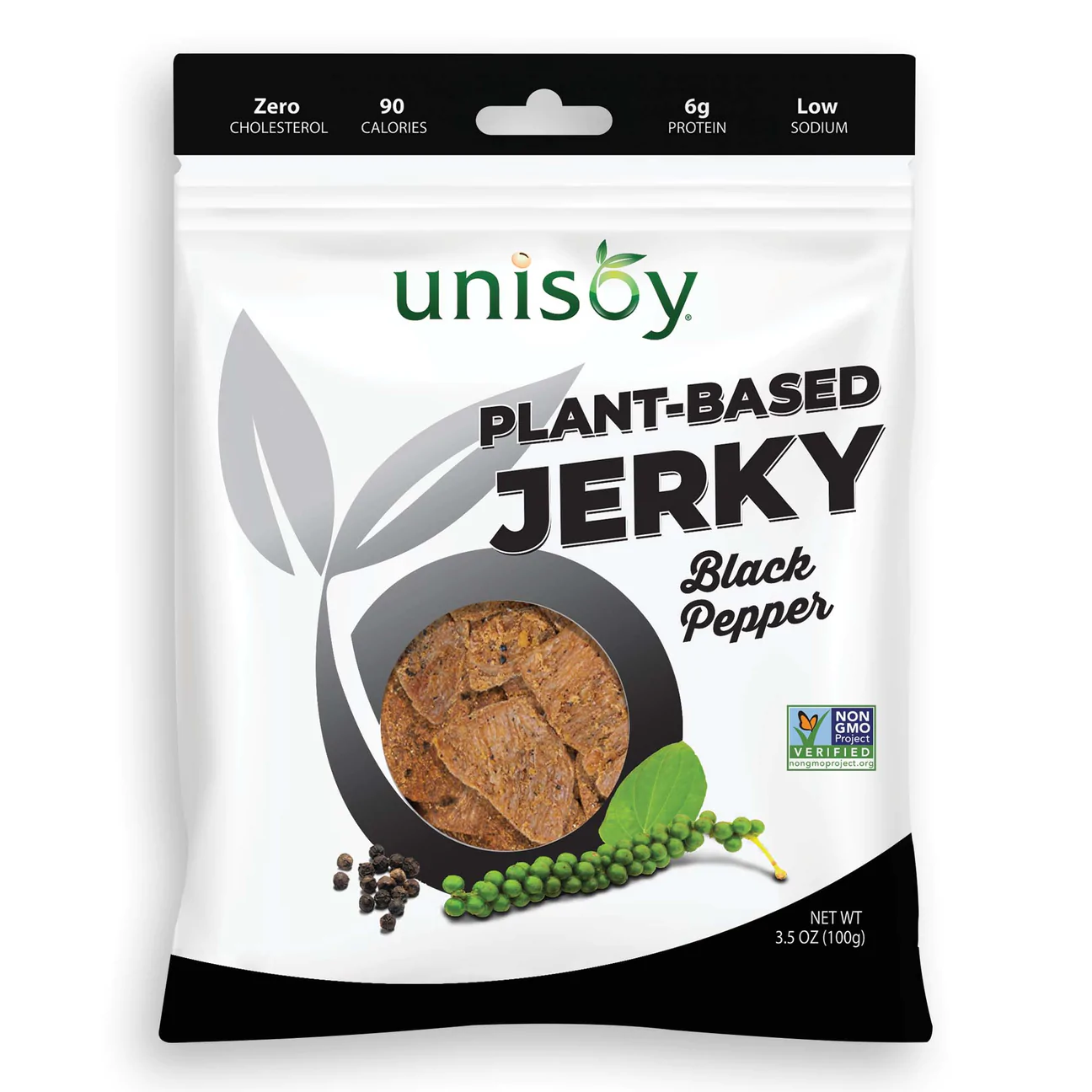 Unisoy Plant-based Jerky - Black Pepper 2 innerpacks per case 3.5 oz