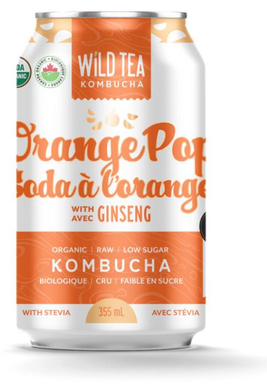 Wild Tea Kombucha Orange Pop with Ginseng 6 innerpacks per case 12.0 fl