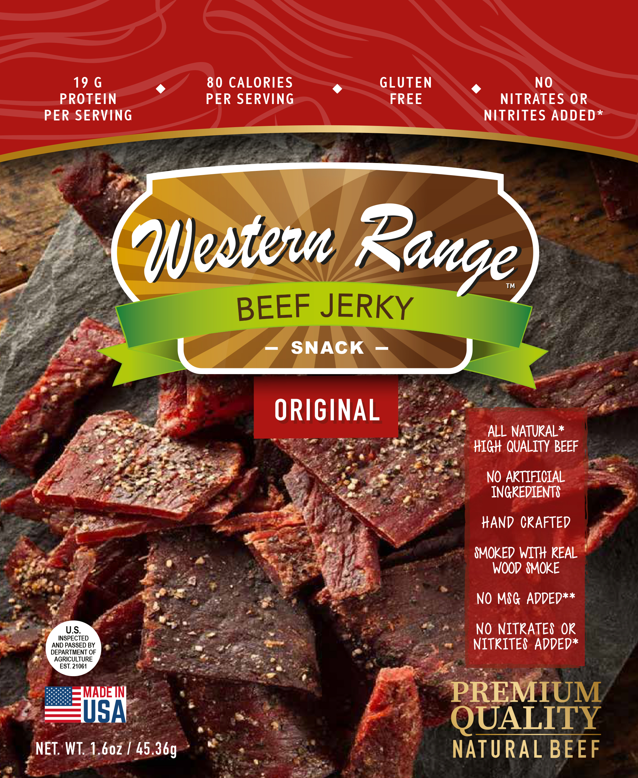Western Range Beef Jerky - Original 12 units per case 1.6 oz