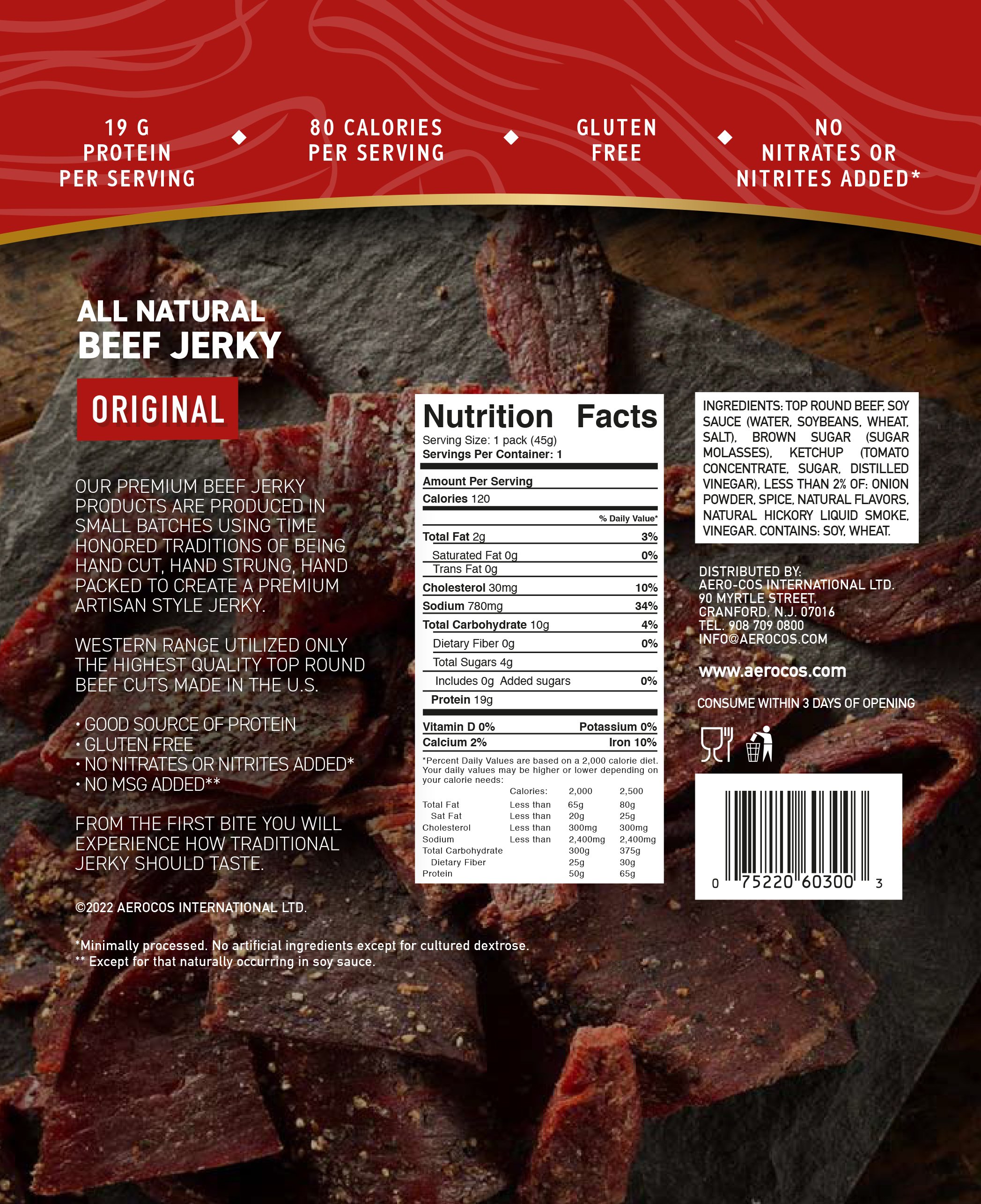 Western Range Beef Jerky - Original 12 units per case 1.6 oz