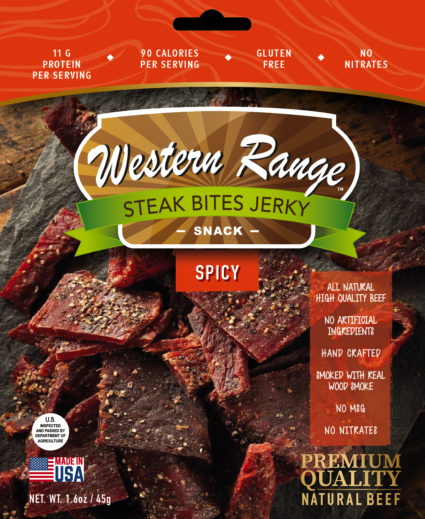 Western Range Beef Jerky Steak Bites - Spicy 12 units per case 1.6 oz