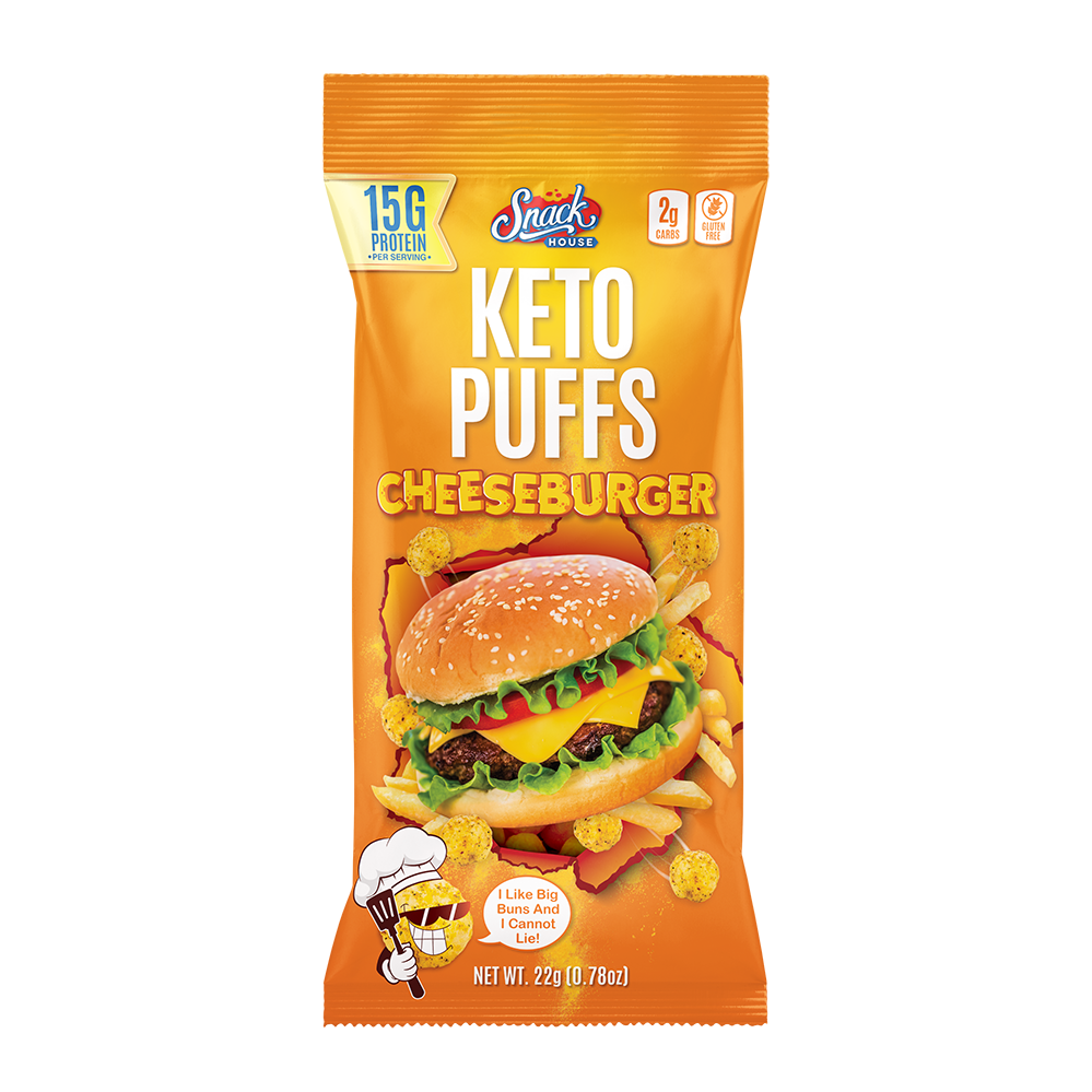 Cheeseburger Keto Puffs Single 12 innerpacks per case 0.8 oz