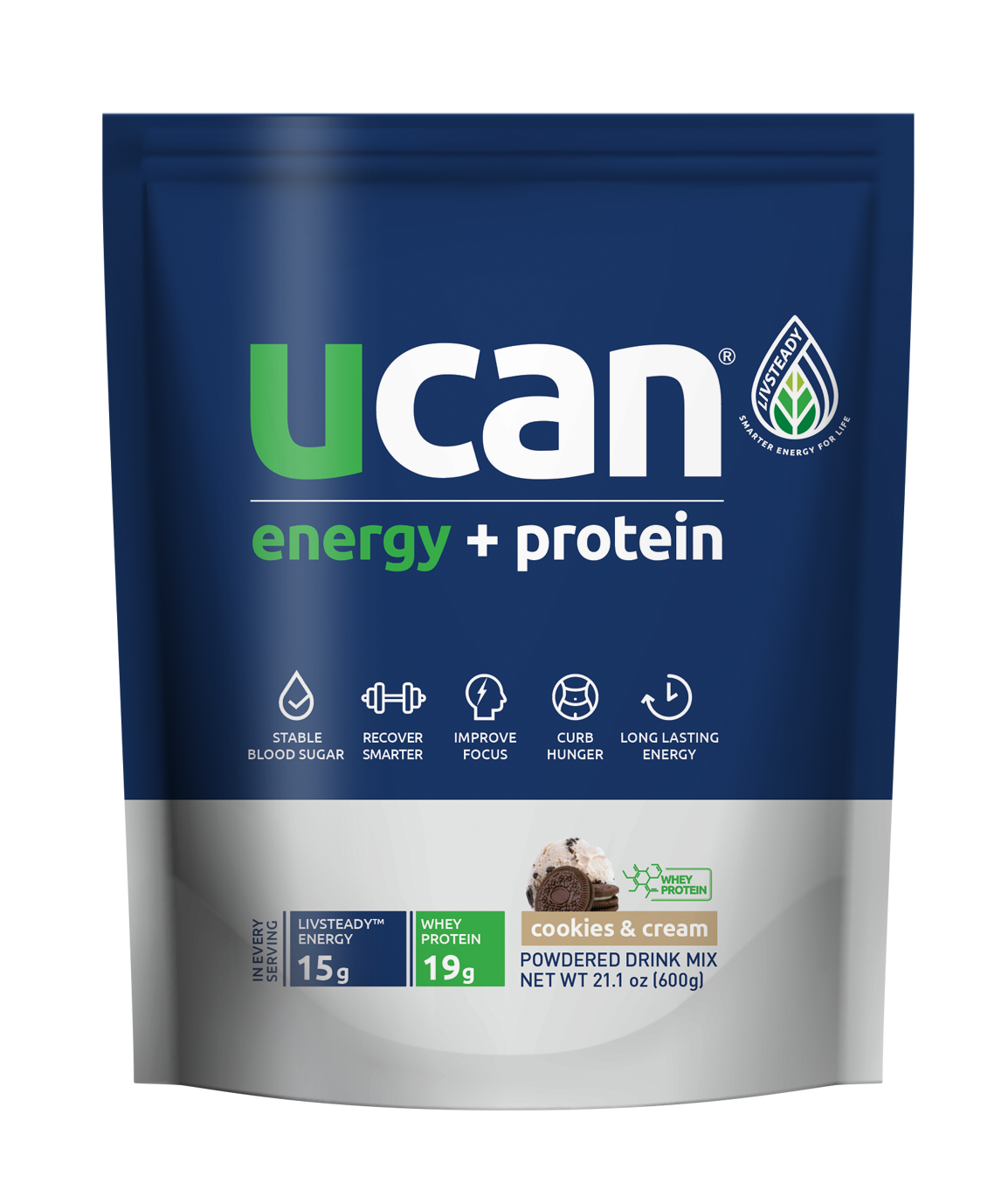 UCAN Cookies & Cream Energy + Protein Powder 24 units per case 21.1 oz