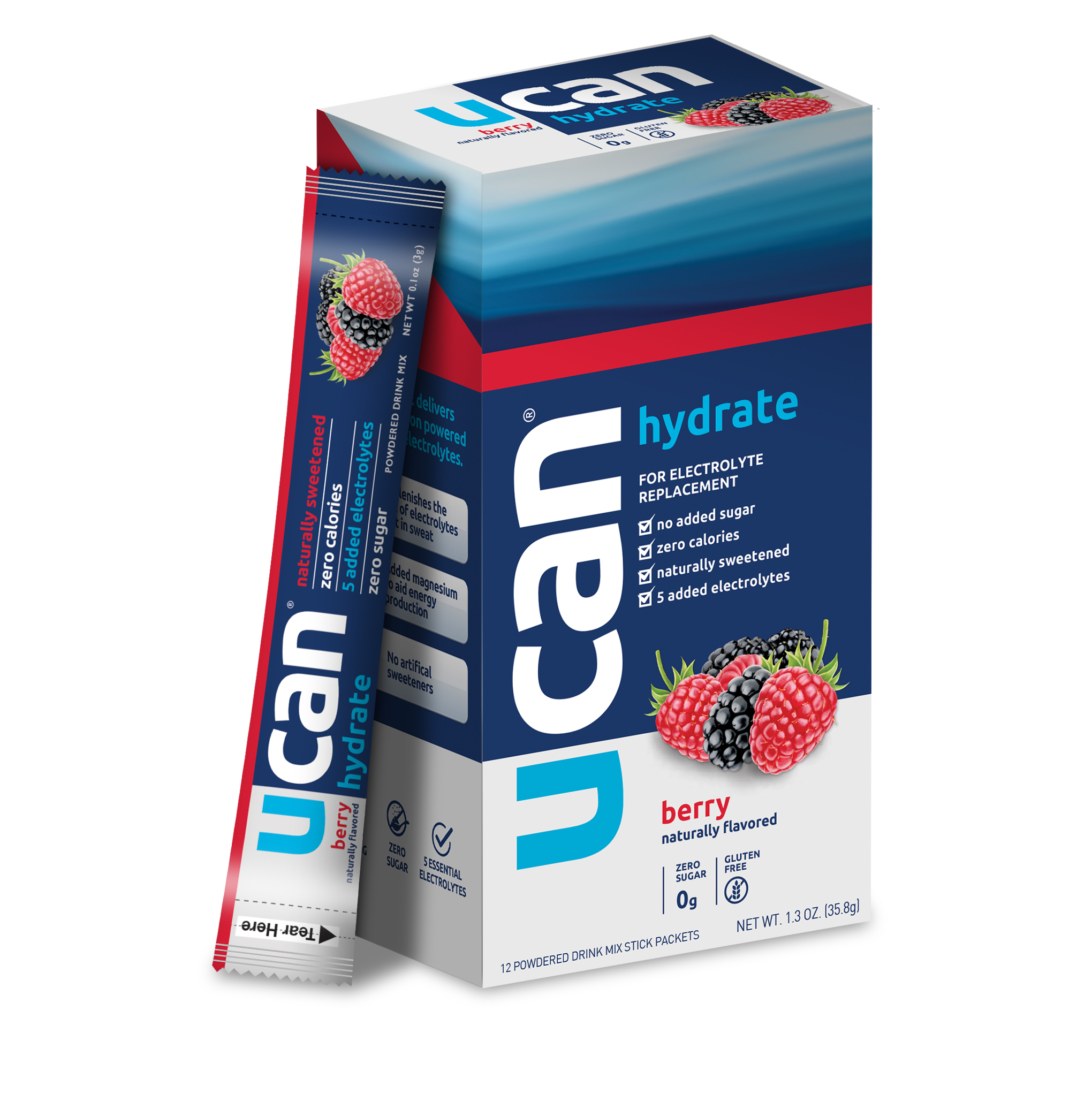 UCAN Hydrate Electrolyte Sticks - Berry 24 innerpacks per case 1.3 oz