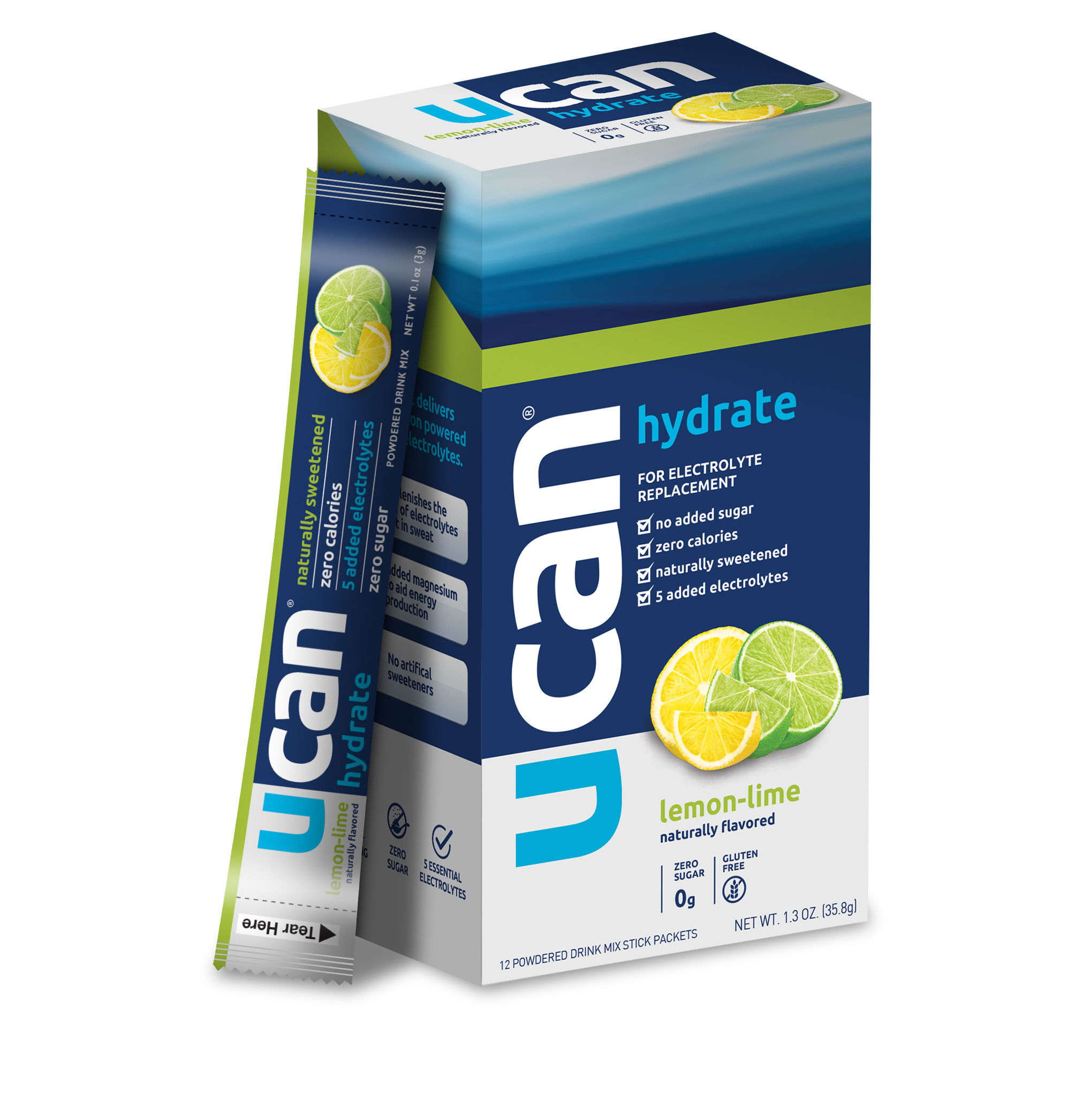 UCAN Hydrate Electrolyte Sticks - Lemon-Lime 24 innerpacks per case 1.3 oz