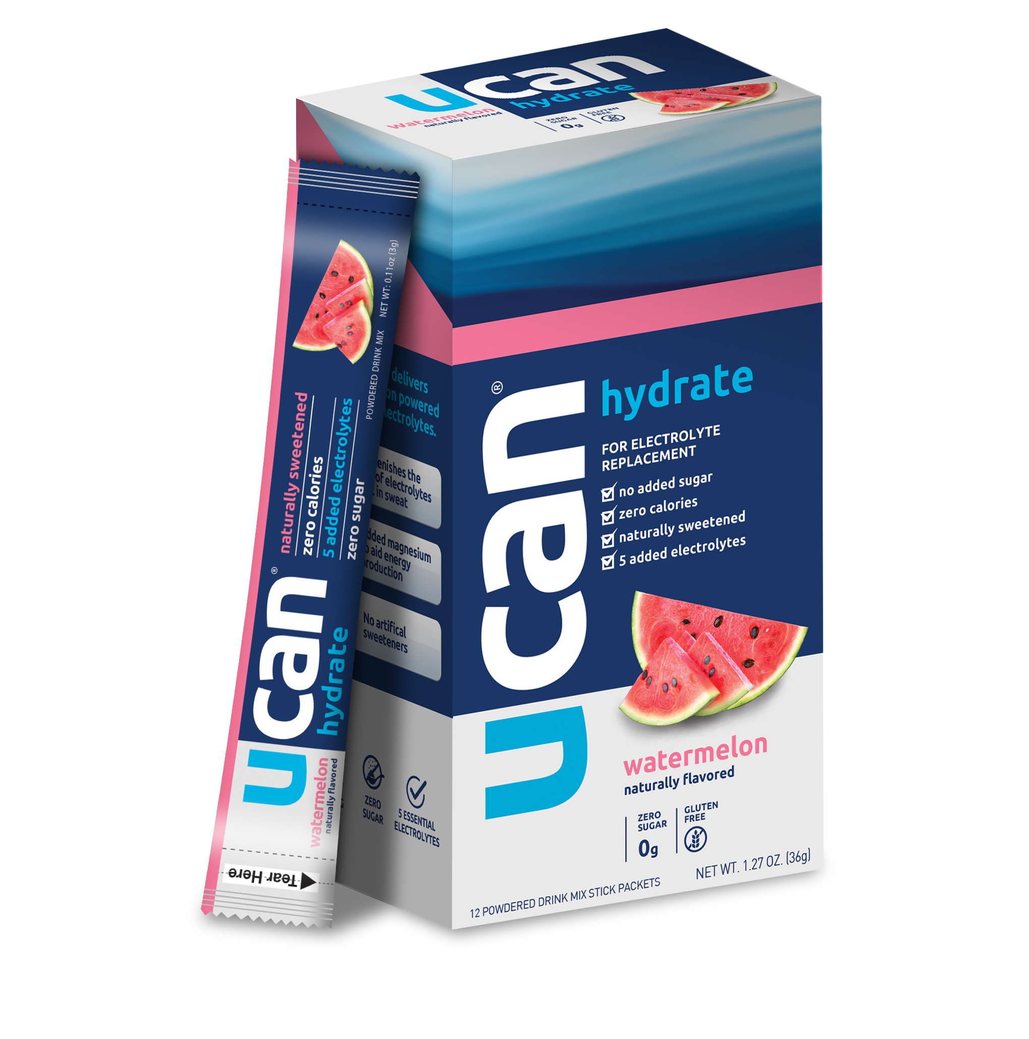 UCAN Hydrate Electrolyte Sticks - Watermelon 24 innerpacks per case 1.3 oz