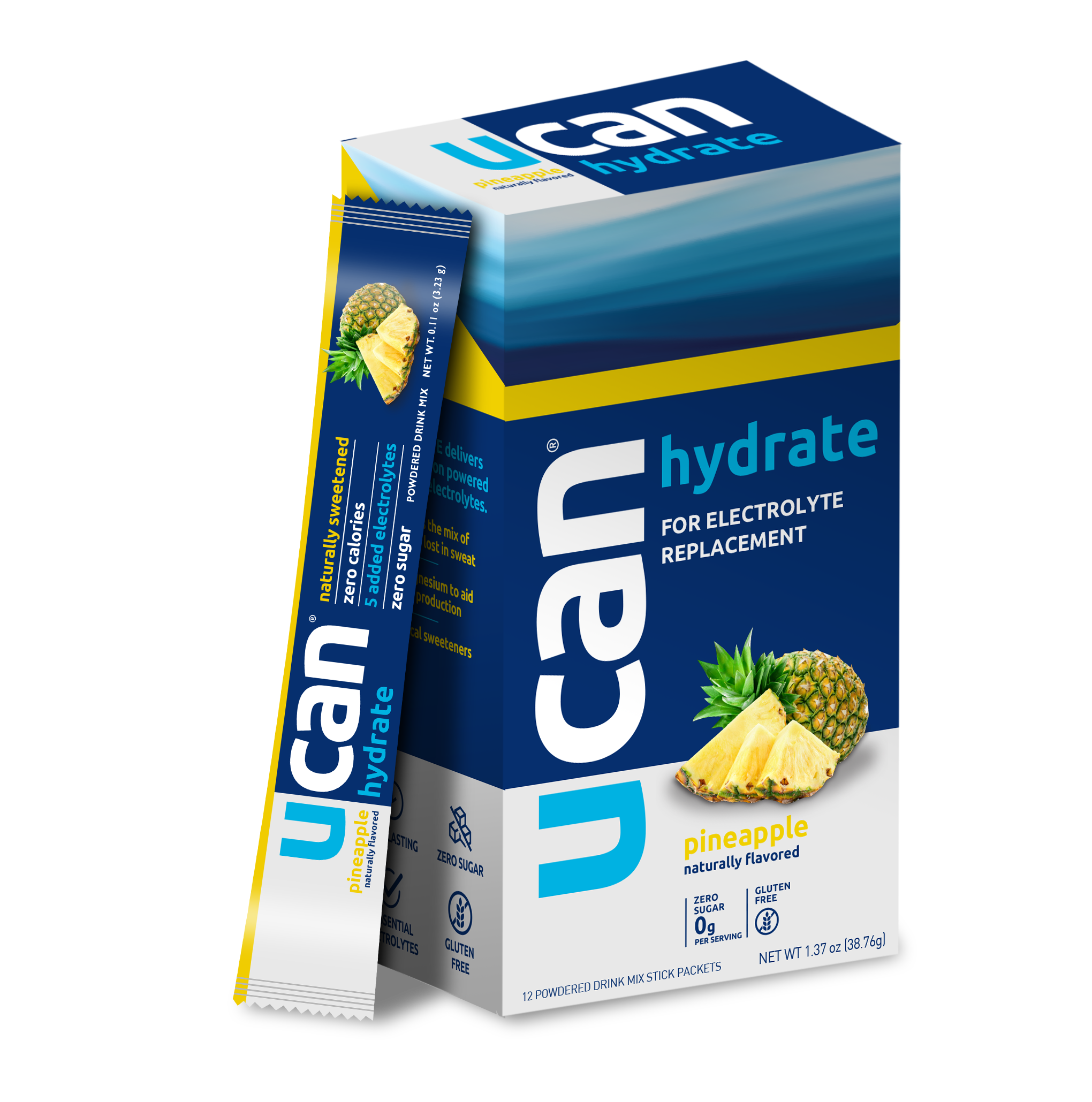 UCAN Hydrate Electrolyte Sticks - Pineapple 24 innerpacks per case 1.3 oz