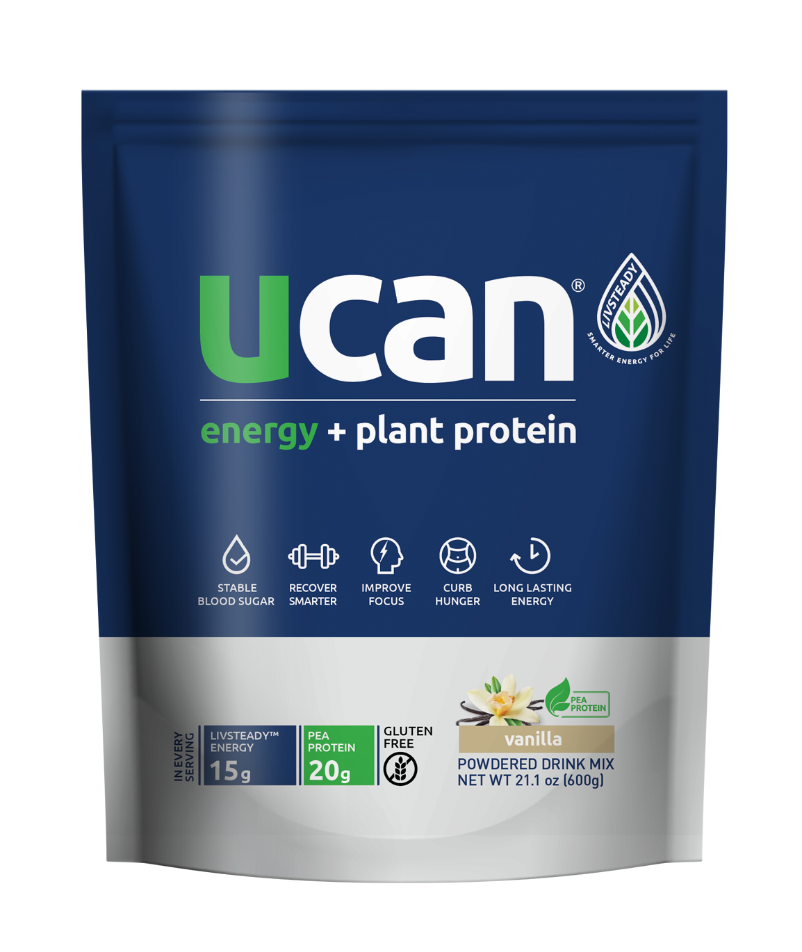 UCAN Vanilla Energy + Protein Powder 24 units per case 21.1 oz