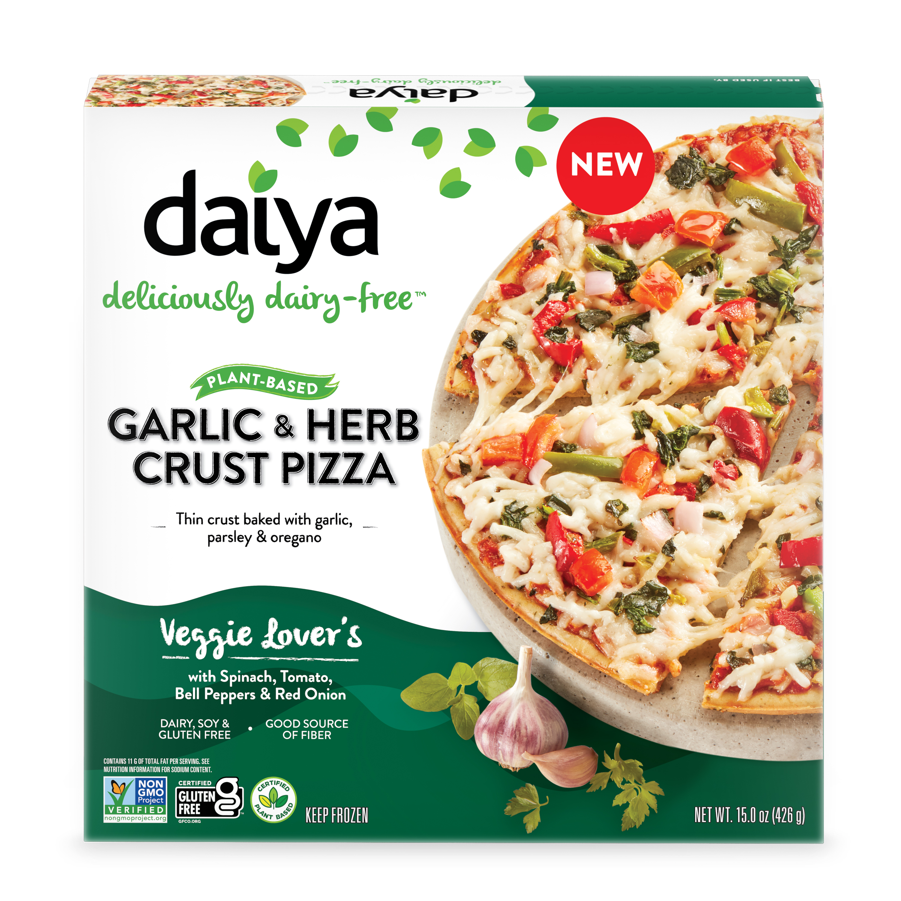 Daiya Foods Veggie Lover's Garlic & Herb Crust Pizza 8 units per case 426 g
