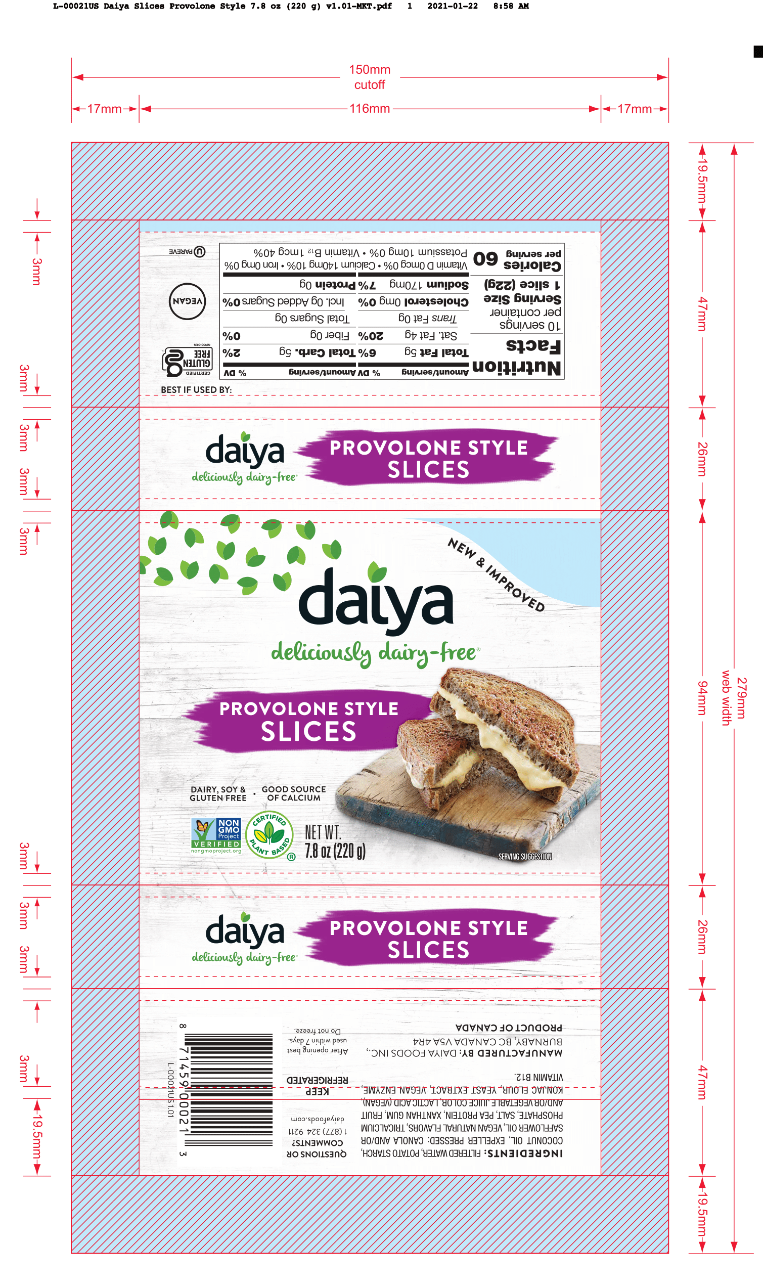 Daiya Foods Provolone Style Slices - 3DFU28-112081 - Grovara