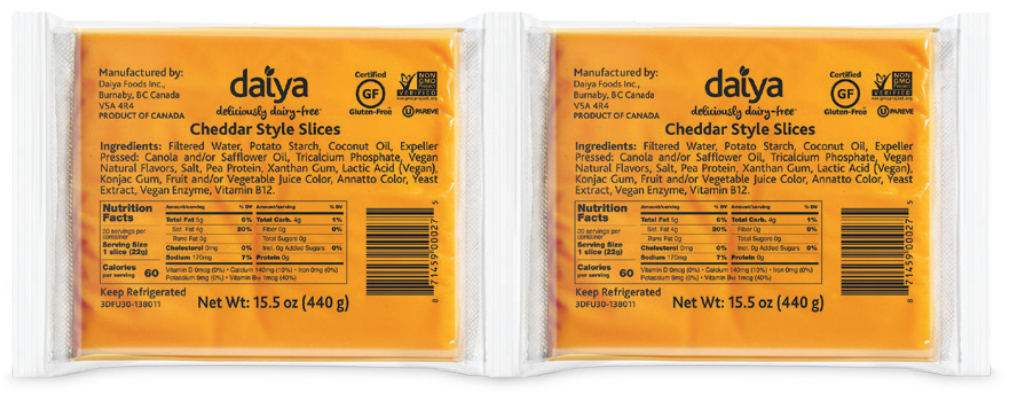 Daiya Foods Foodservice Cheddar Style Slices 4 units per case 880 g