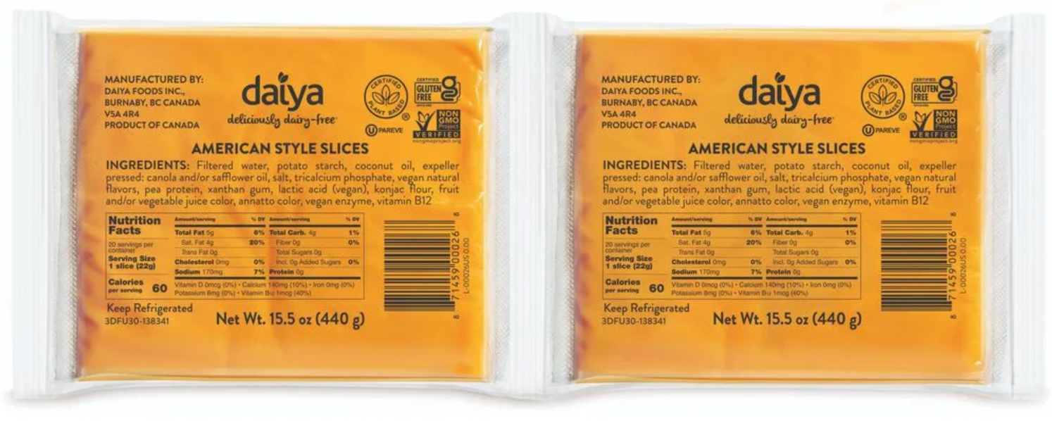 Daiya Foods American Style Slices (Food Service) 4 units per case 880 g