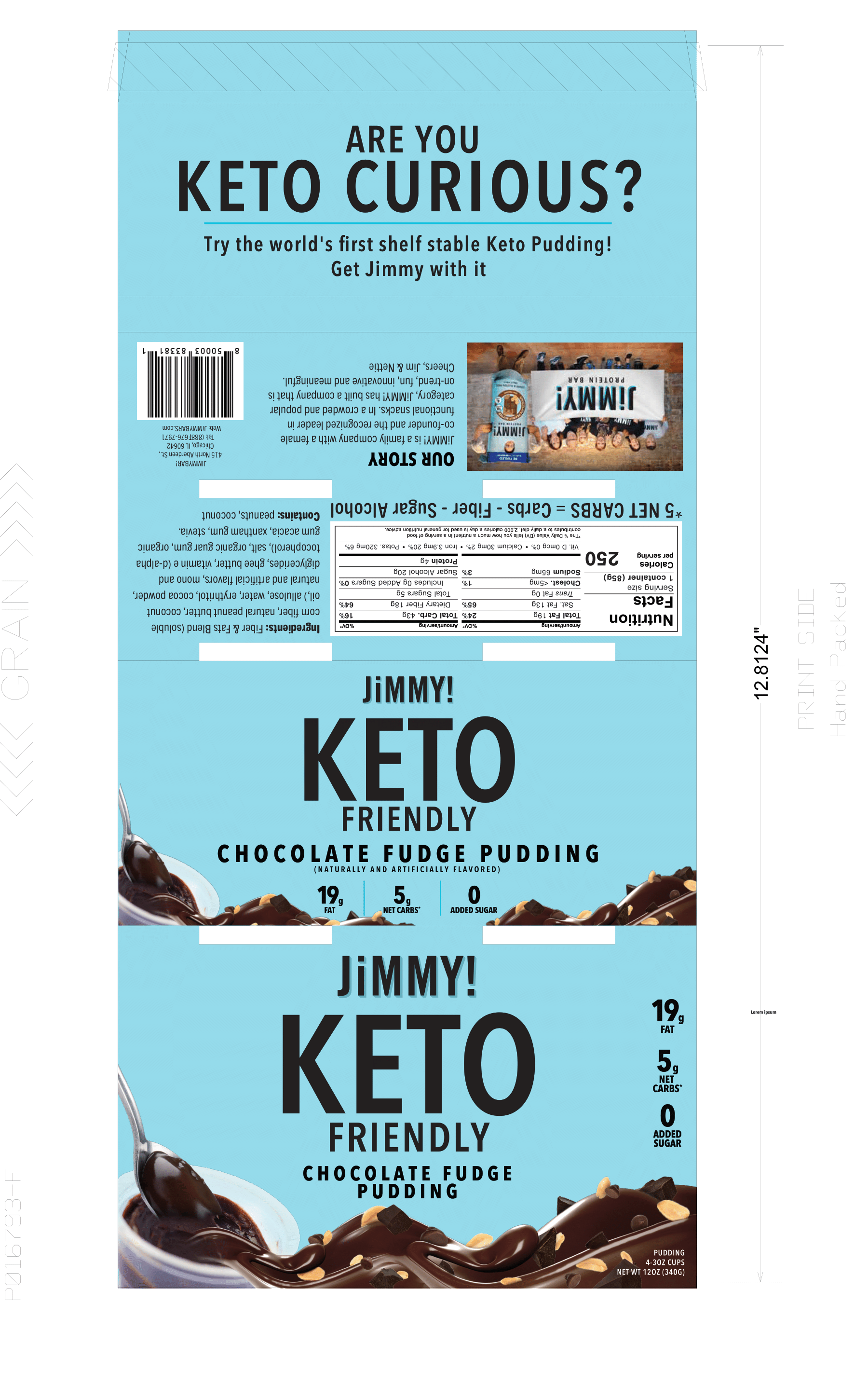 JiMMY! Fudge Peanut Butter Keto Dessert Cups -  4pk 4 units per case 3.0 oz Product Label