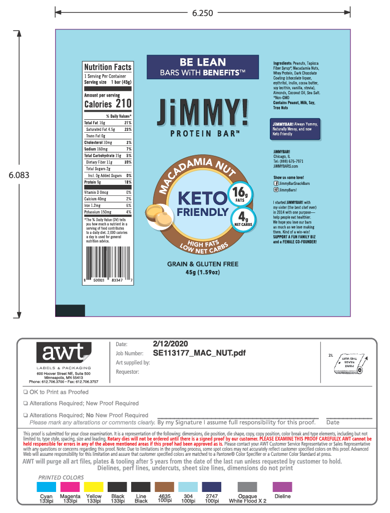 JiMMY! Keto Macadamia Nut 12 innerpacks per case 1.6 oz Product Label