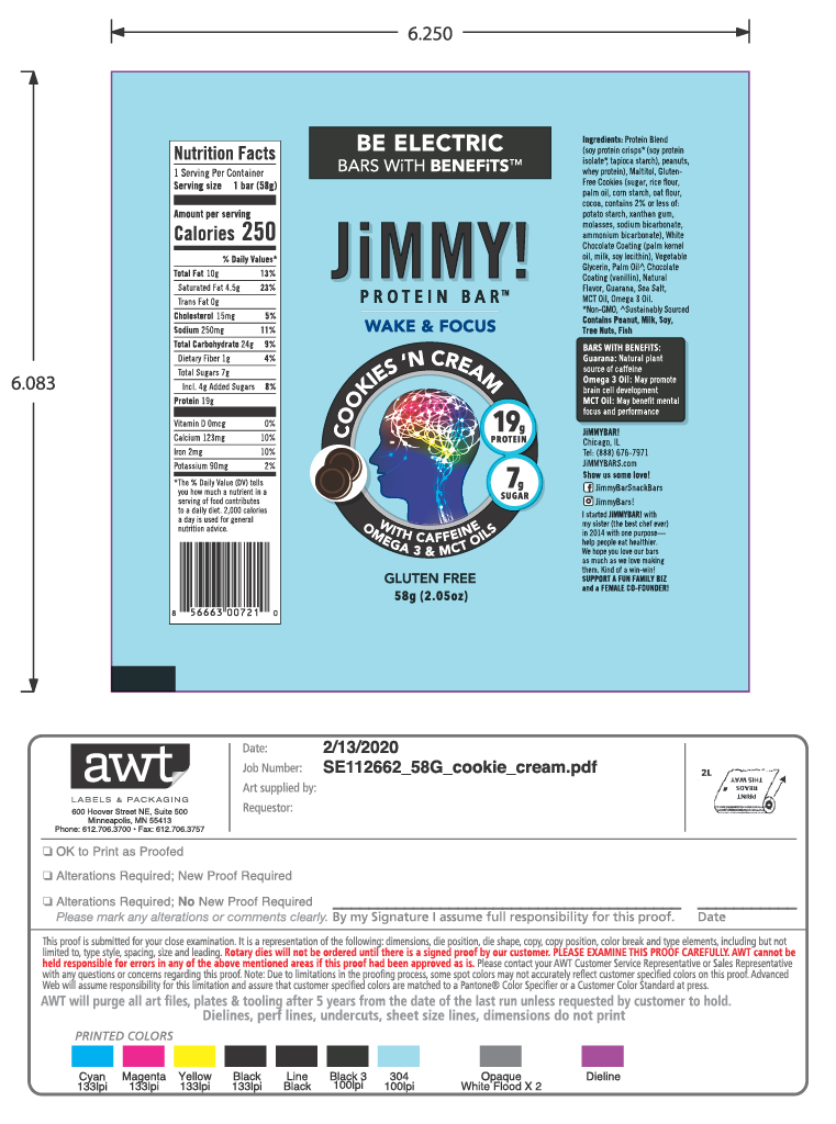 JiMMY! Cookies 'N Cream (Wake & Focus) 12 innerpacks per case 2.1 oz Product Label